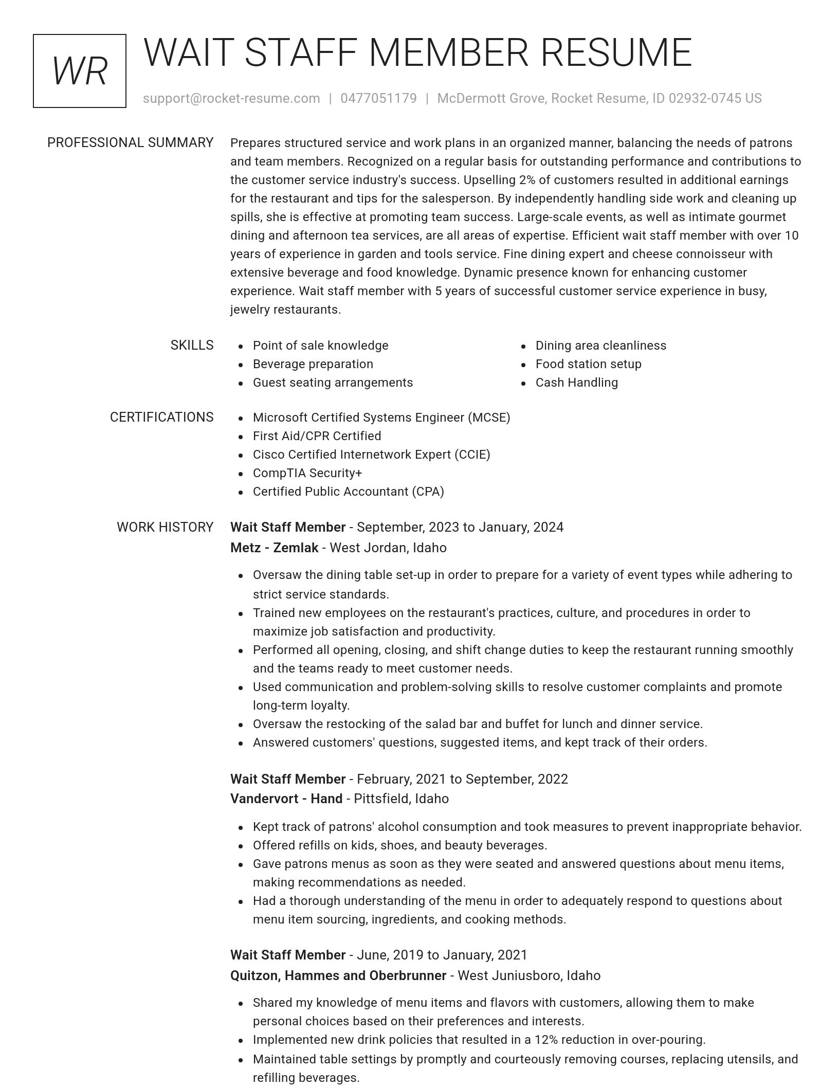 Renowned resume template