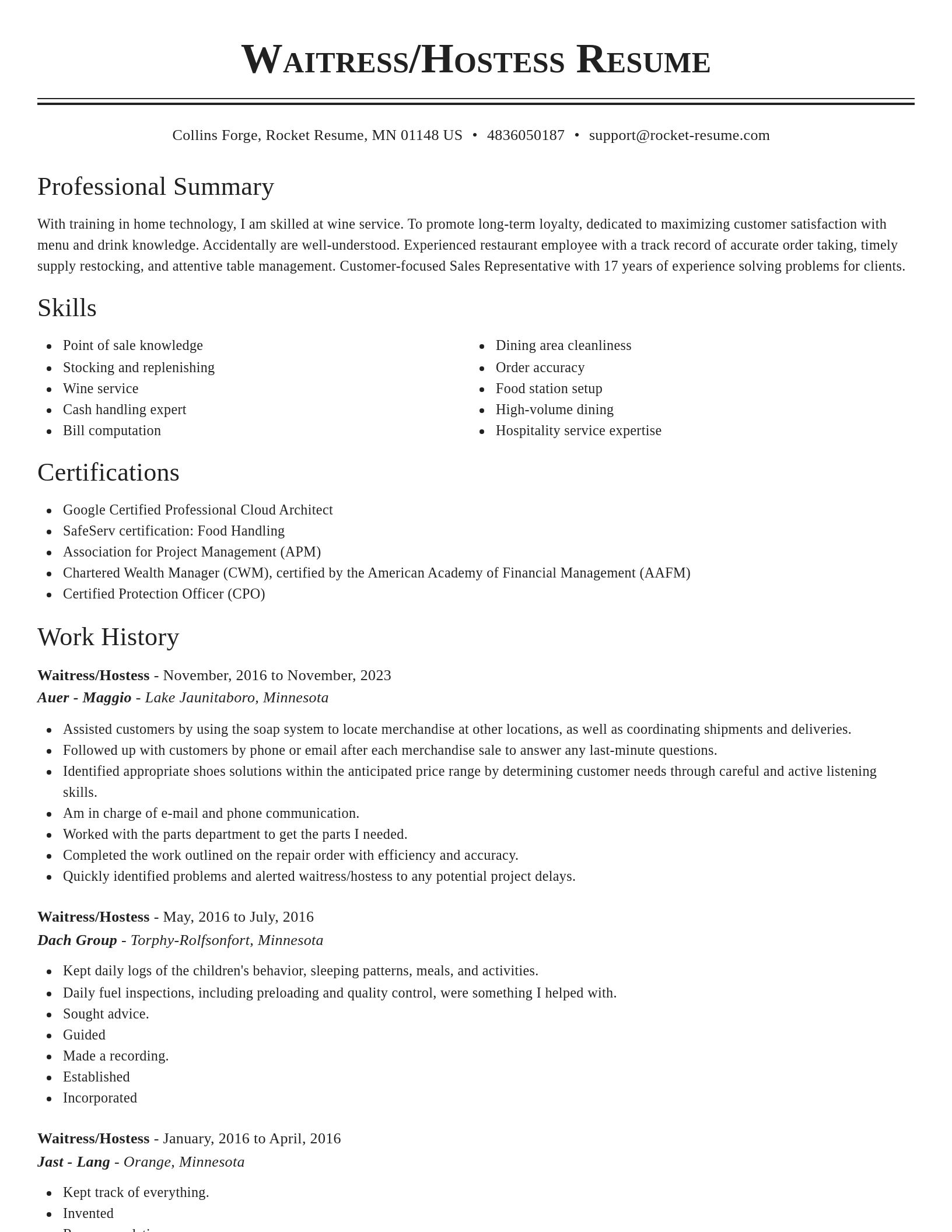 Classic resume template