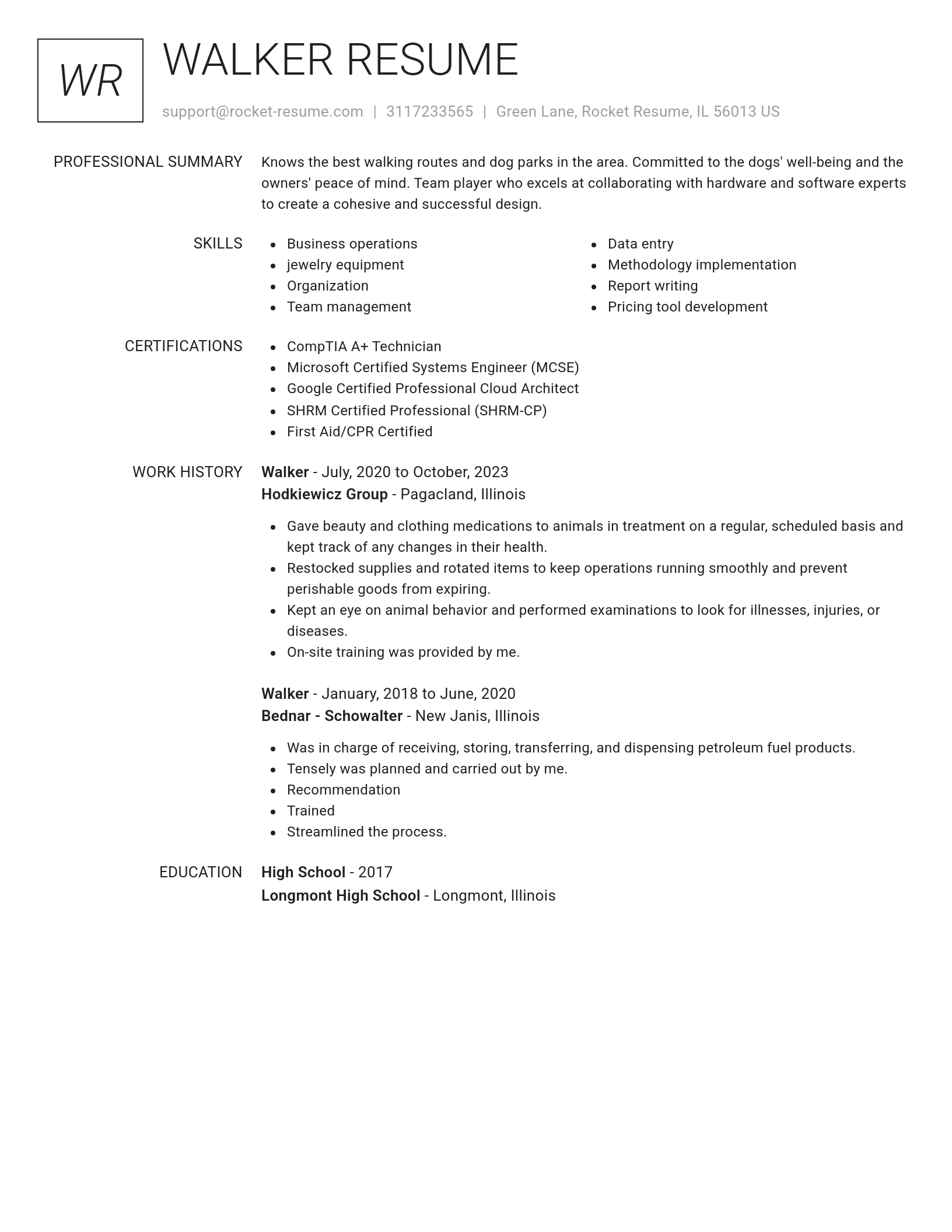 Renowned resume template