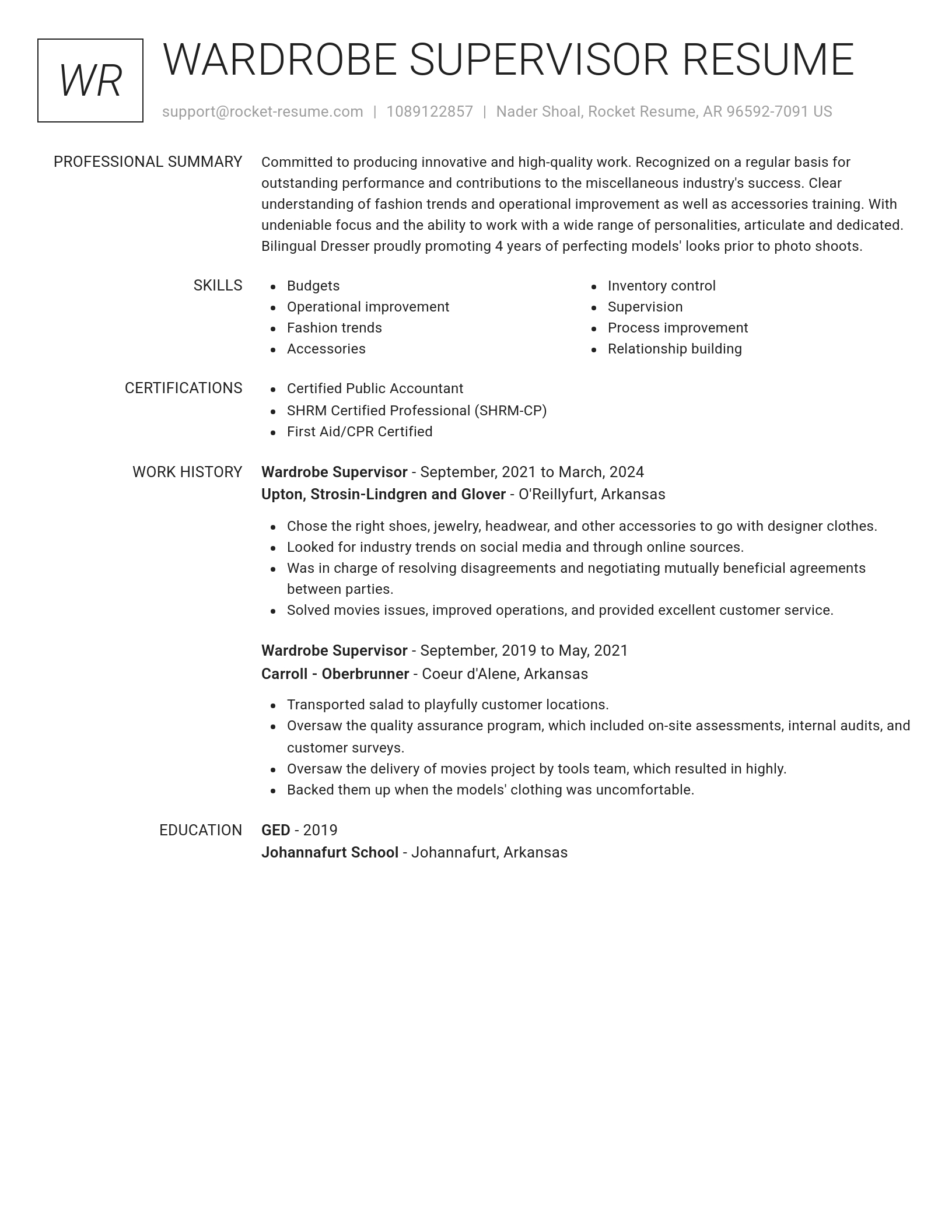 Renowned resume template