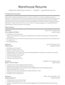 Warehouse resume template