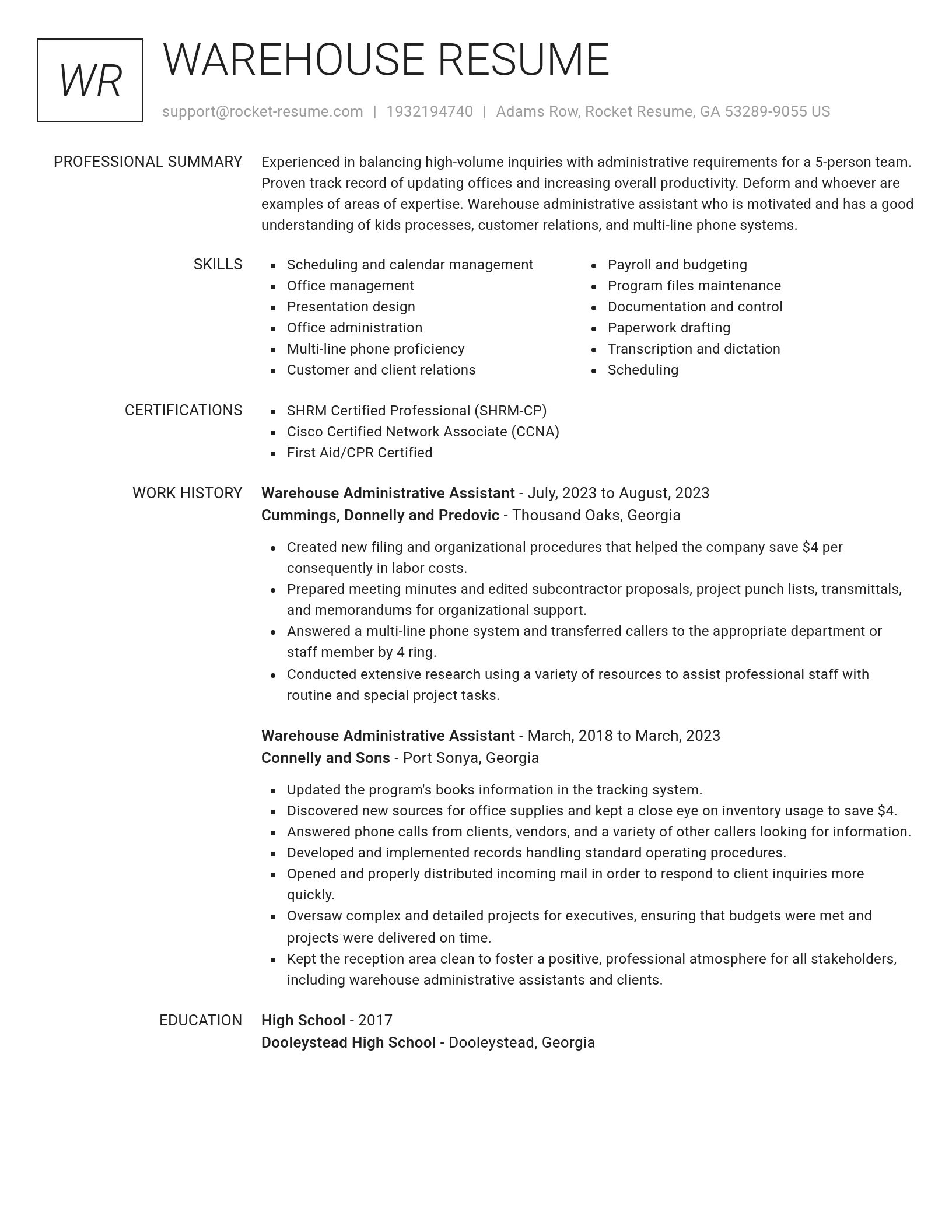 Renowned resume template