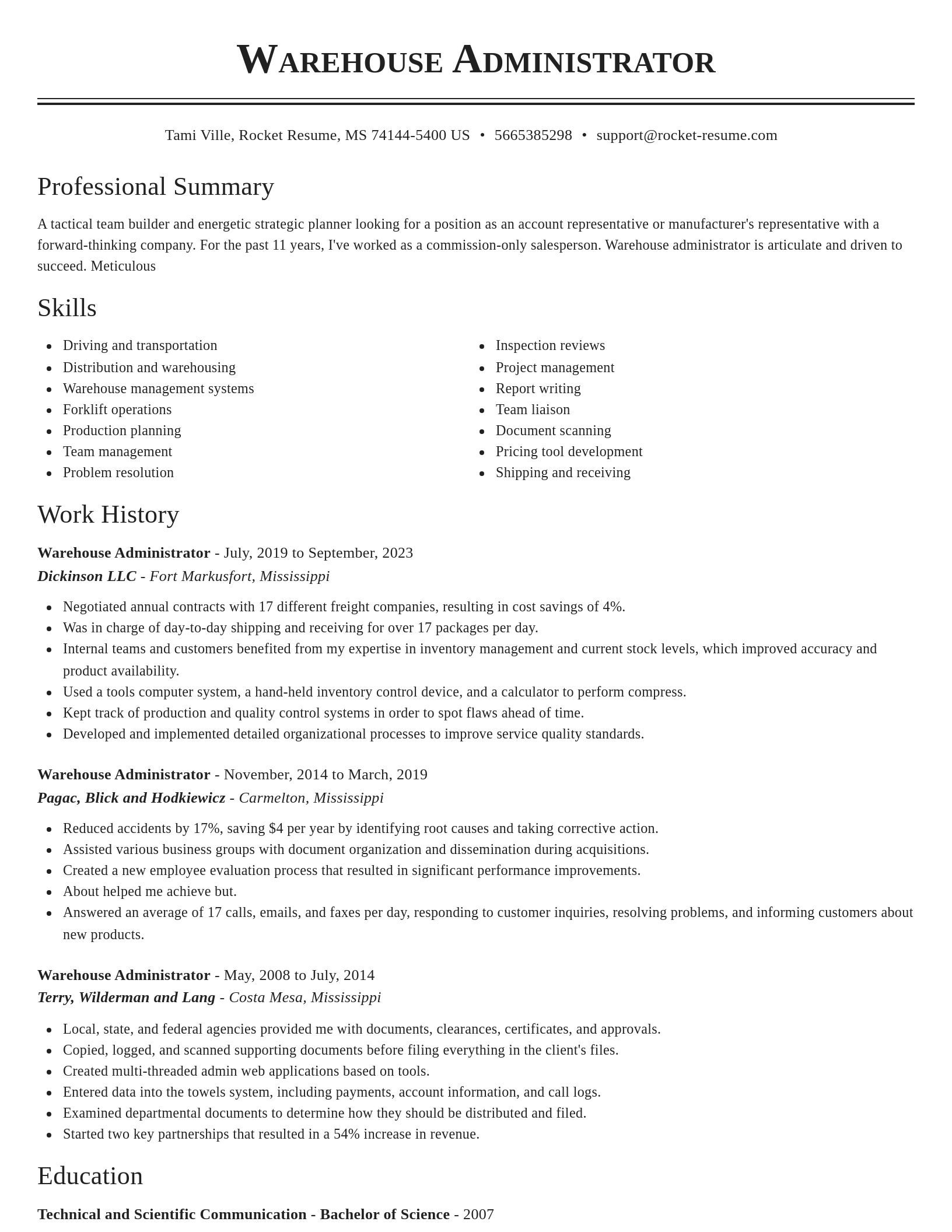 Classic resume template