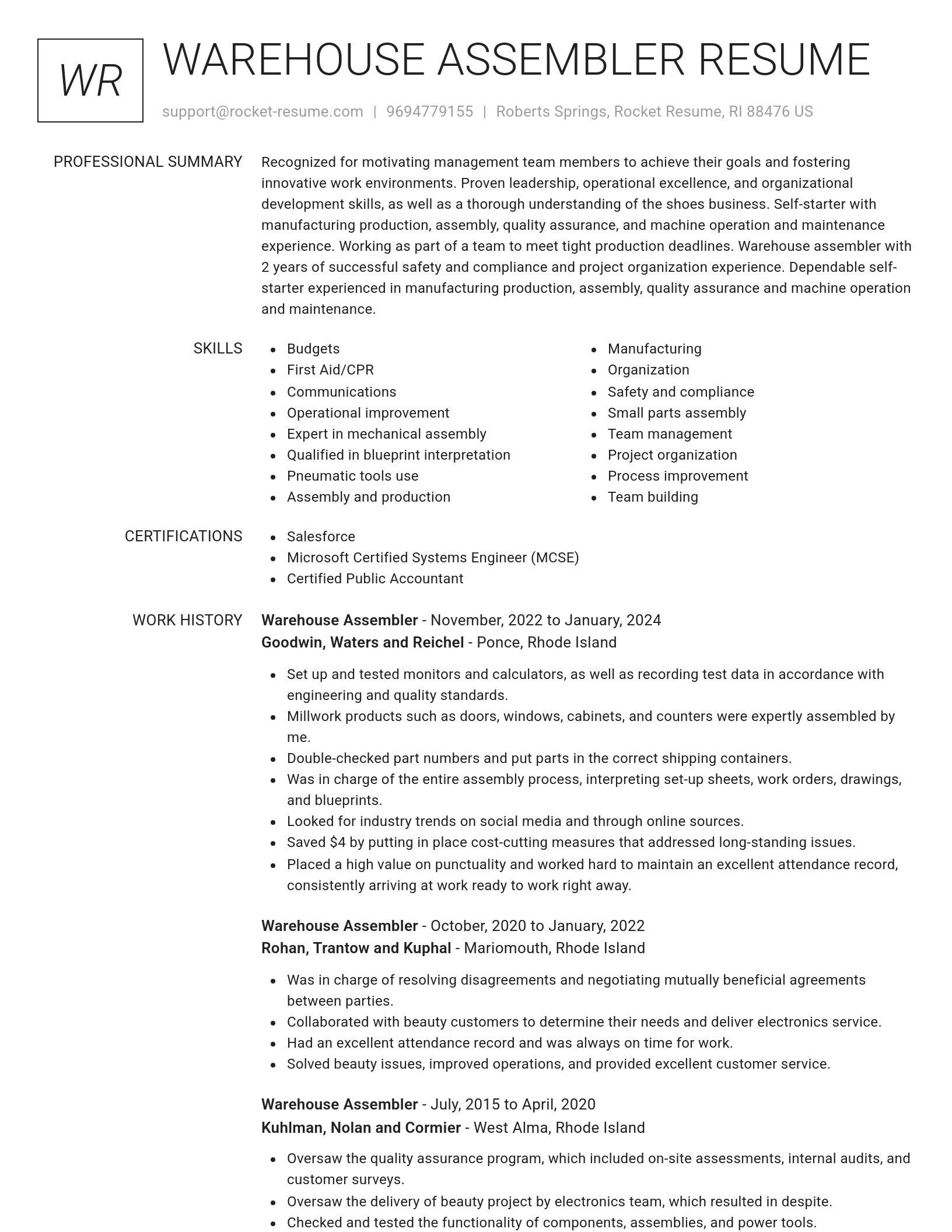Renowned resume template
