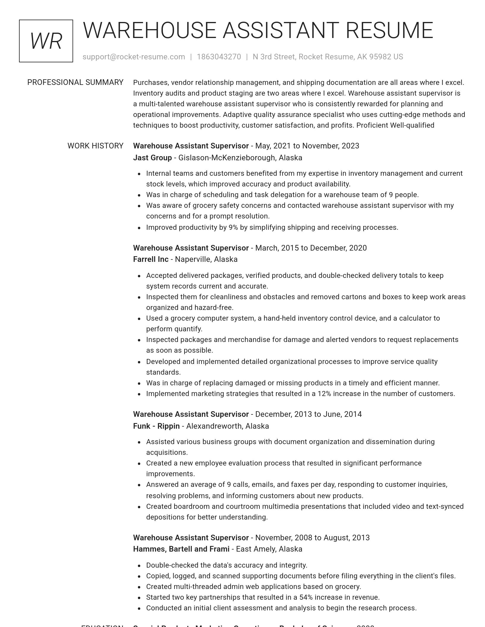 Renowned resume template