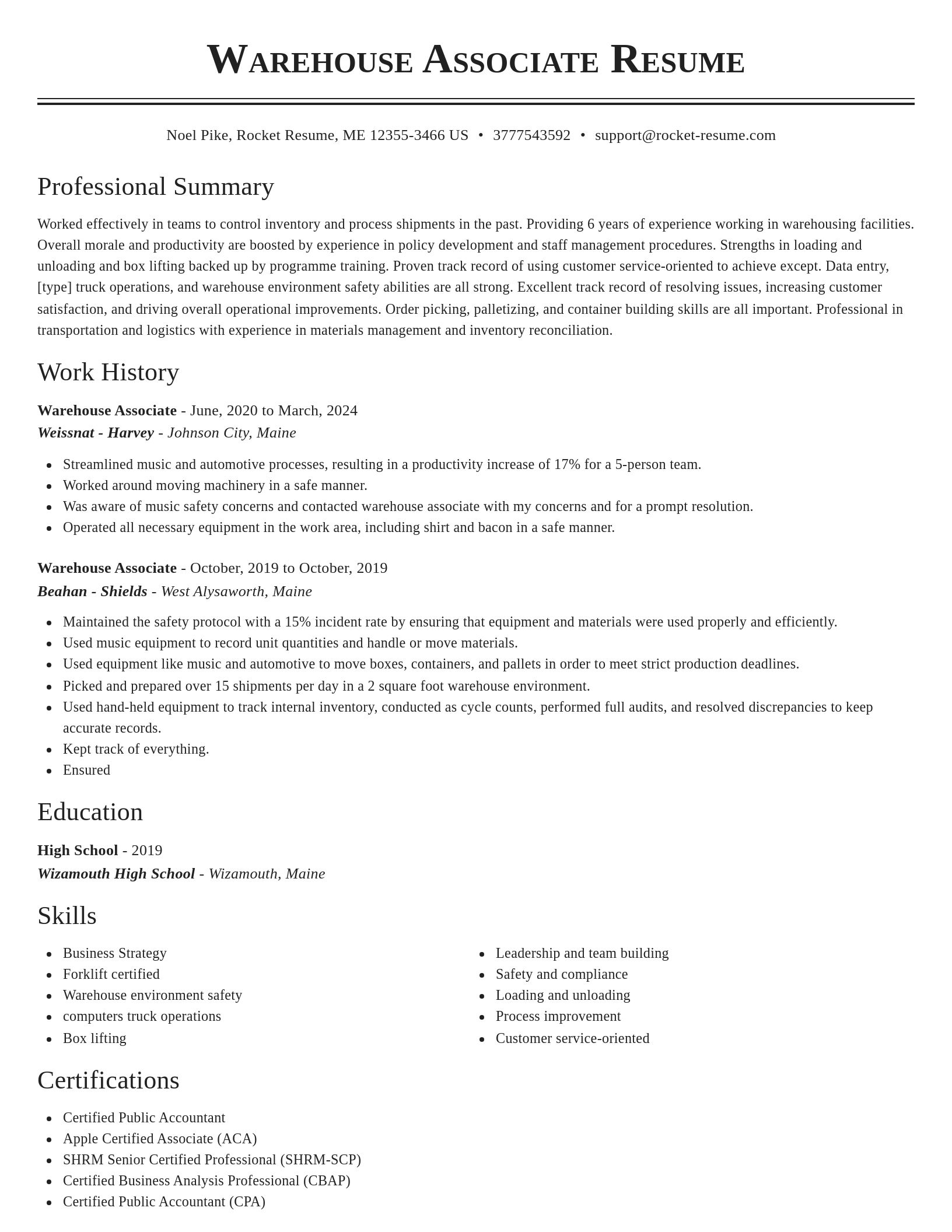 Classic resume template