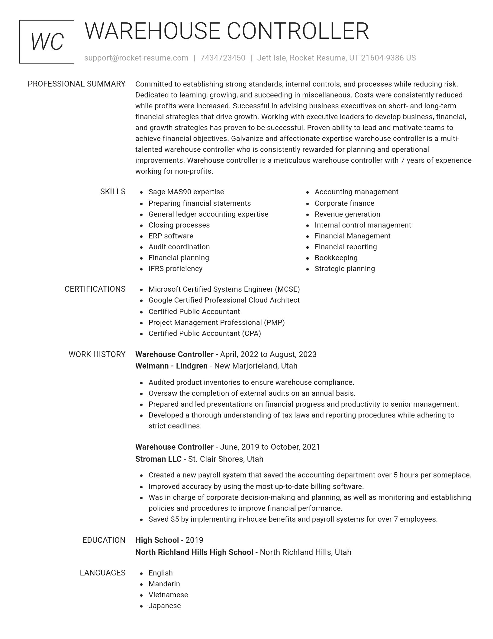 Renowned resume template
