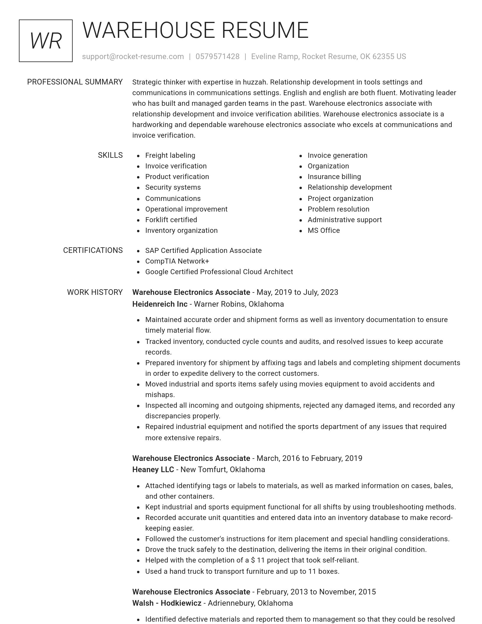 Renowned resume template
