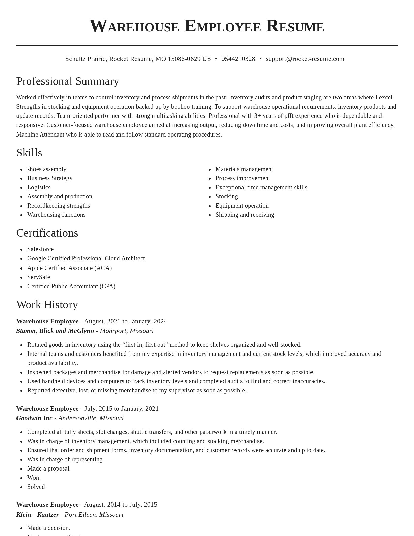 Classic resume template