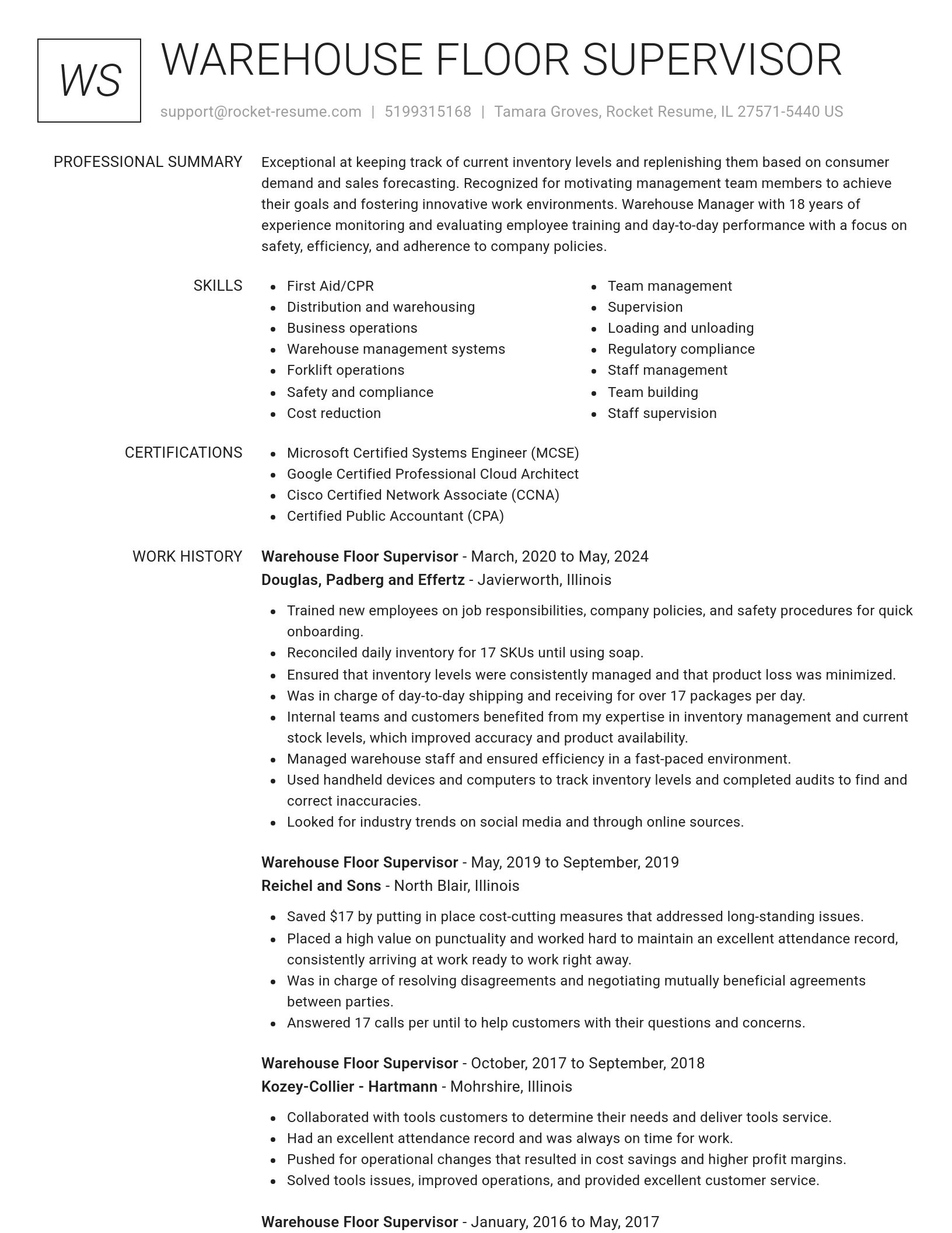 Renowned resume template