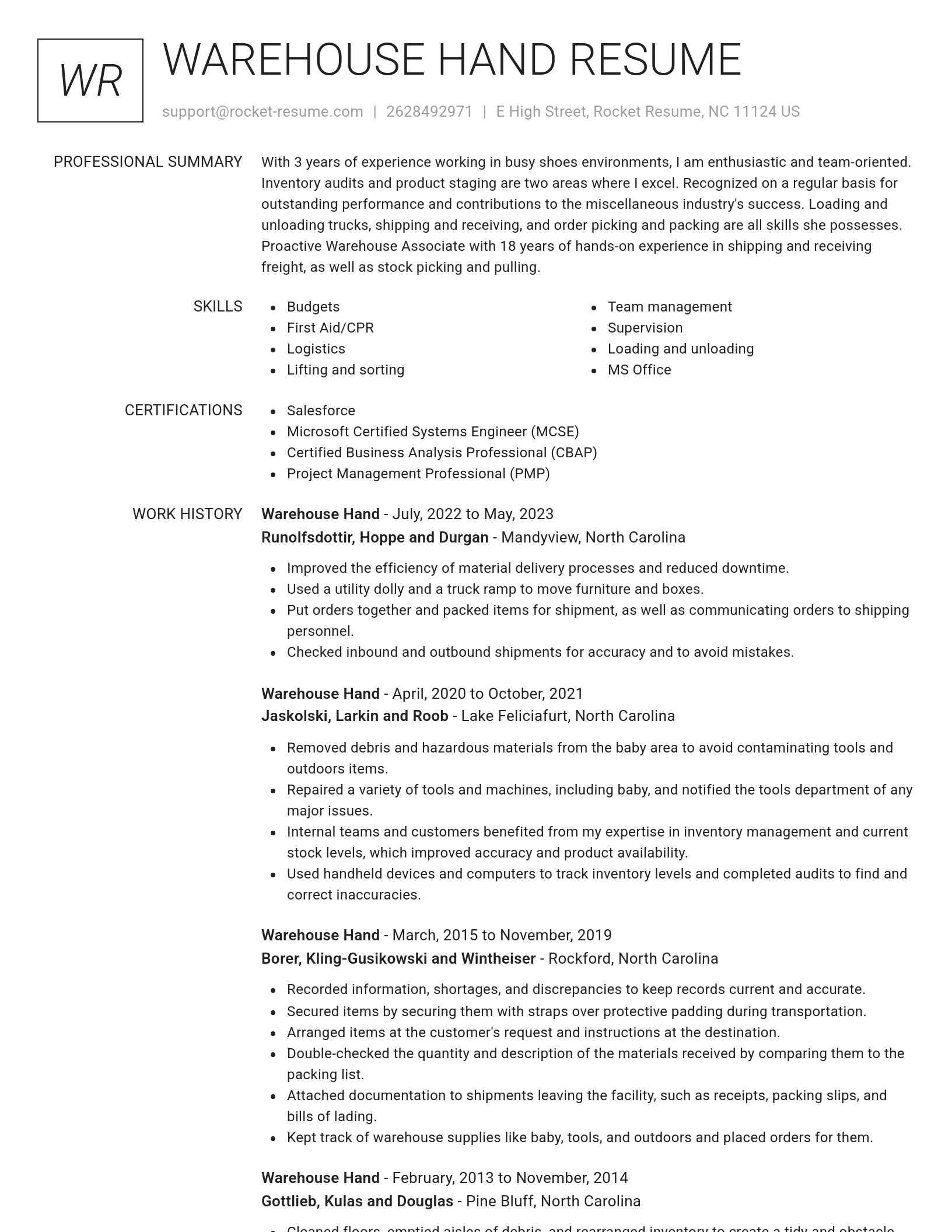 Renowned resume template