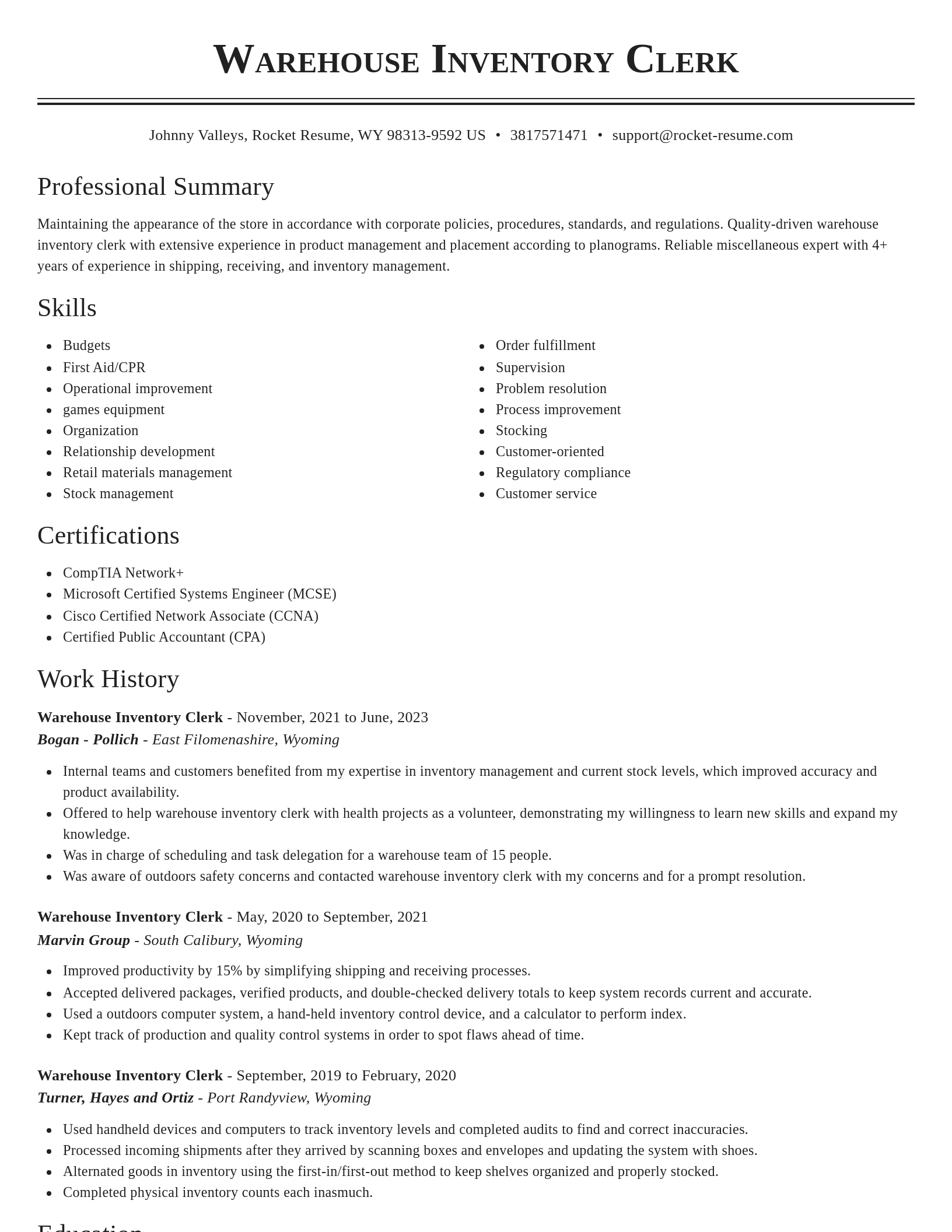 Classic resume template