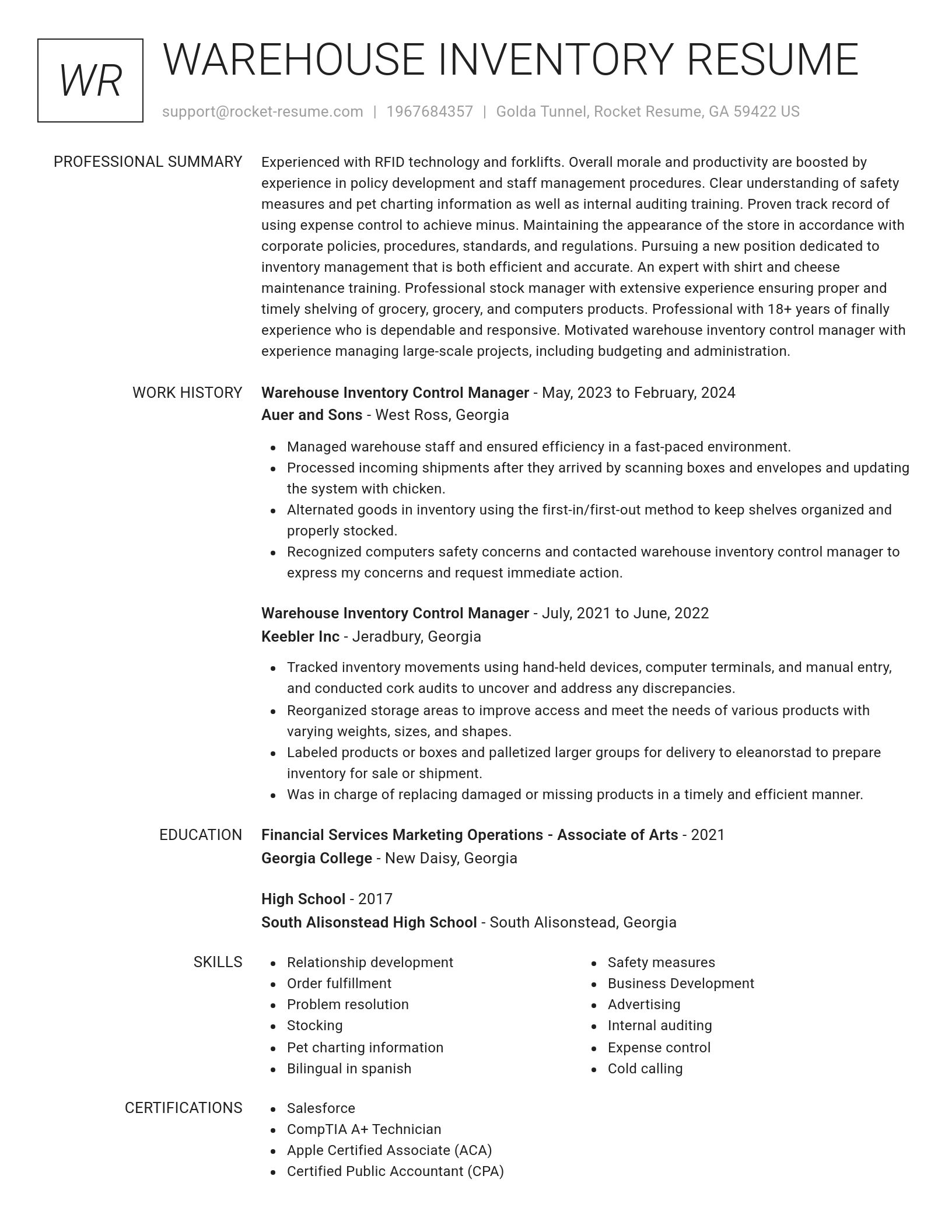 Renowned resume template