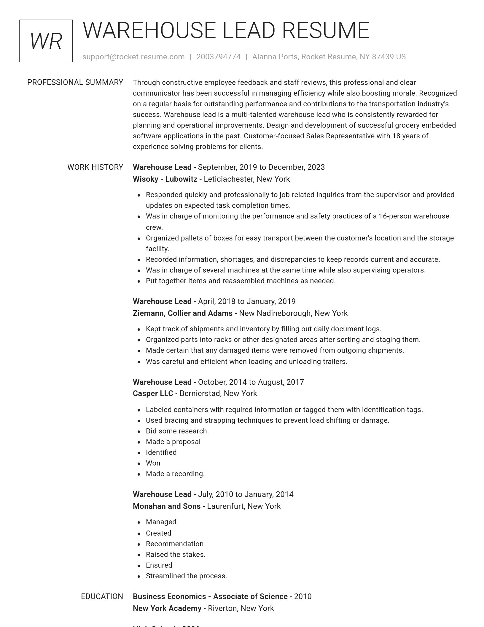 Renowned resume template