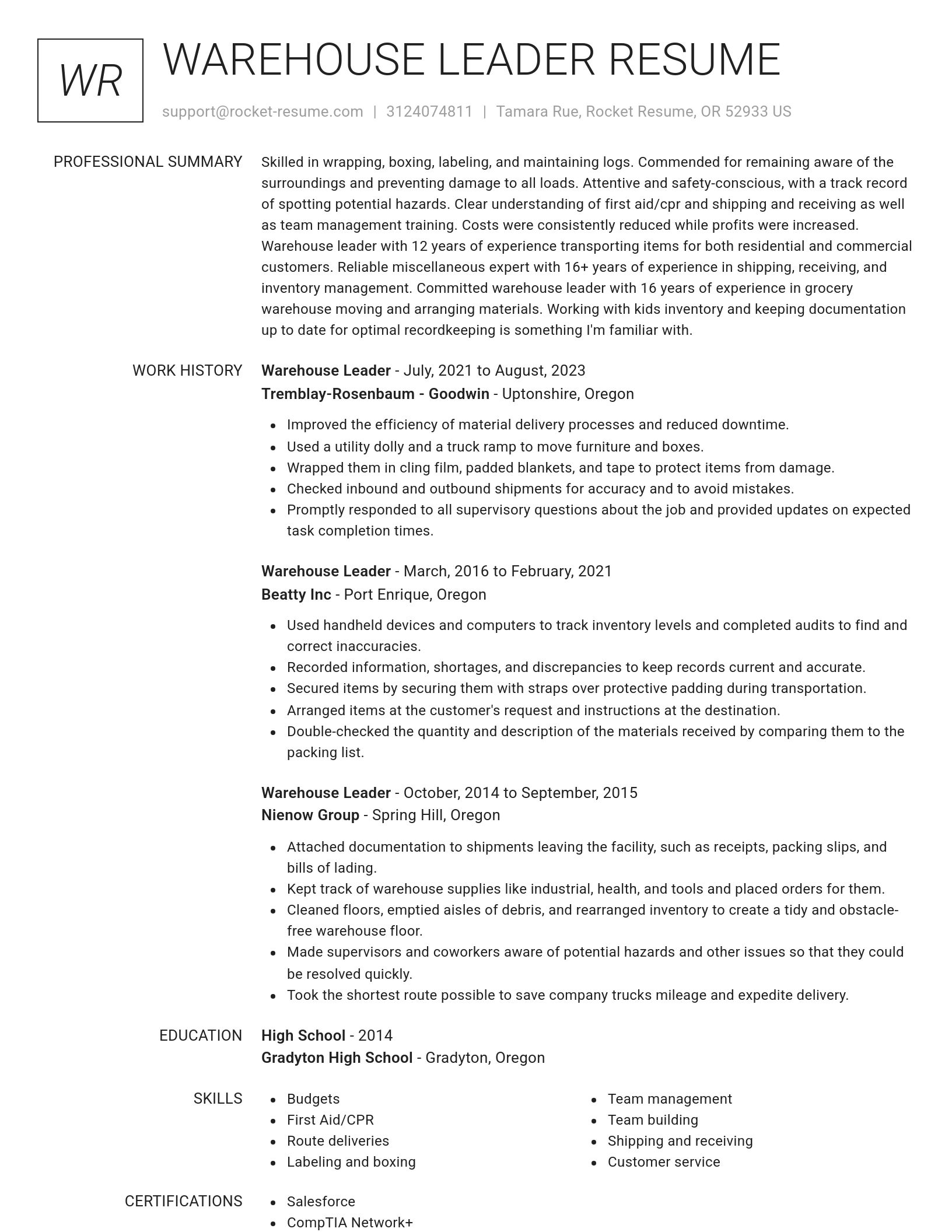 Renowned resume template