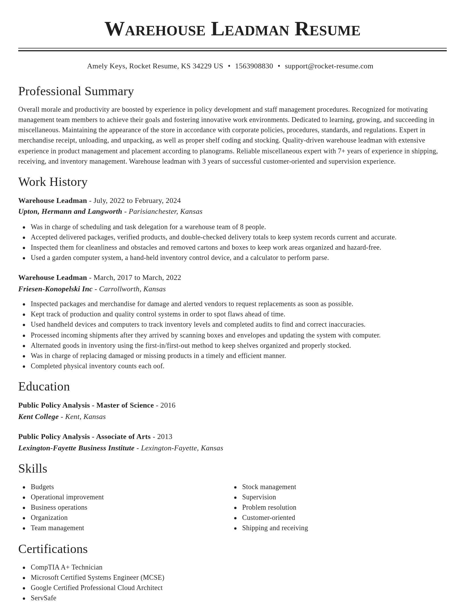 Classic resume template