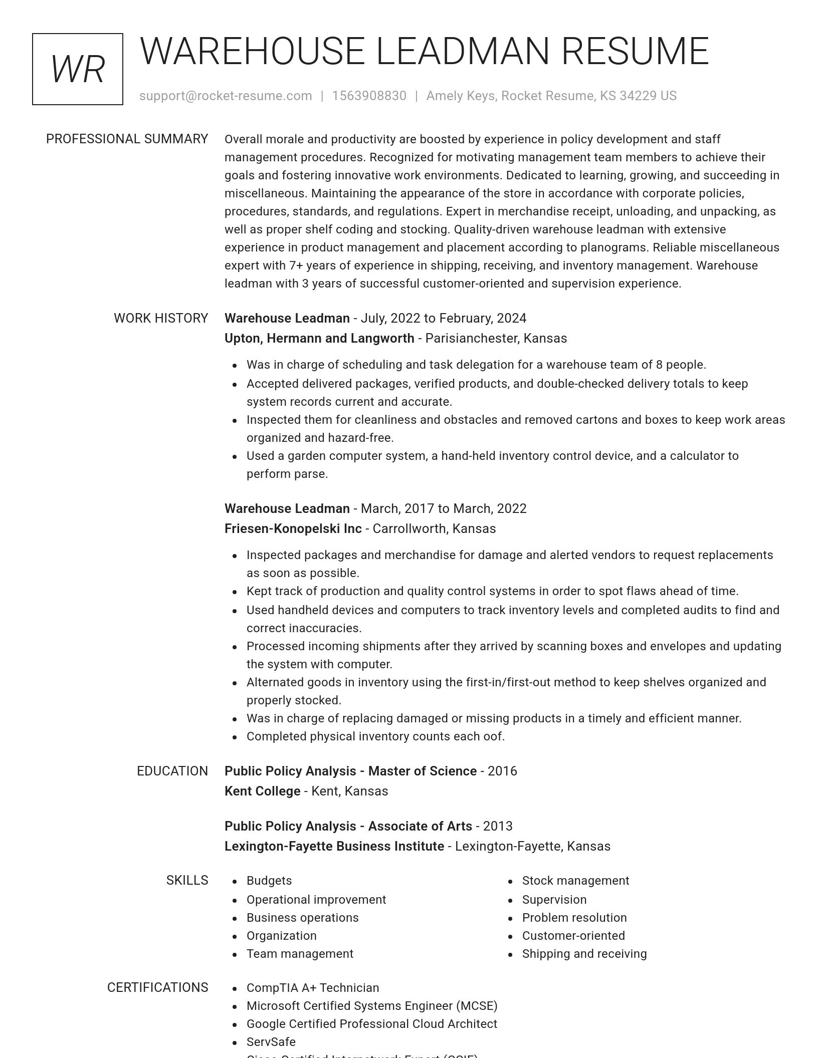 Renowned resume template