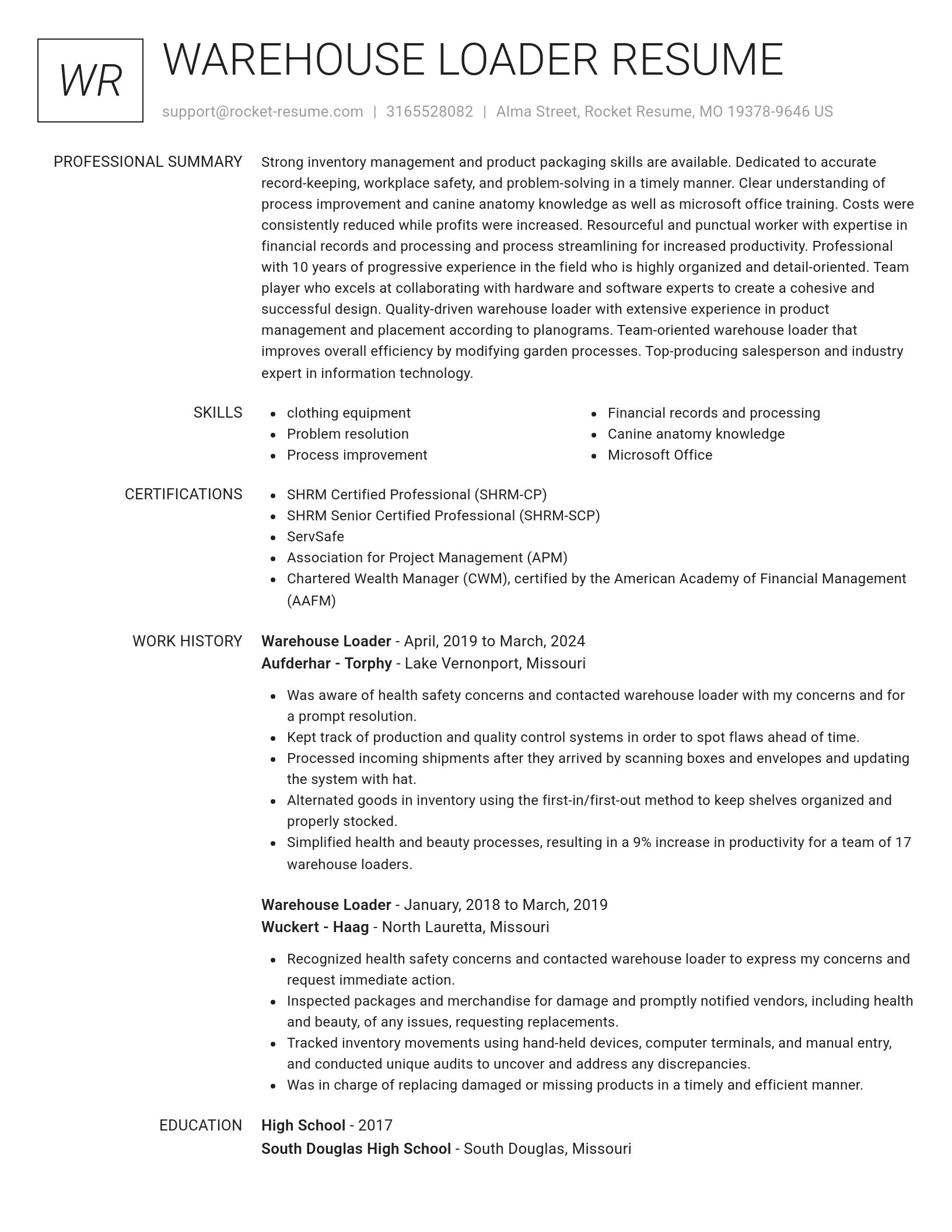Renowned resume template