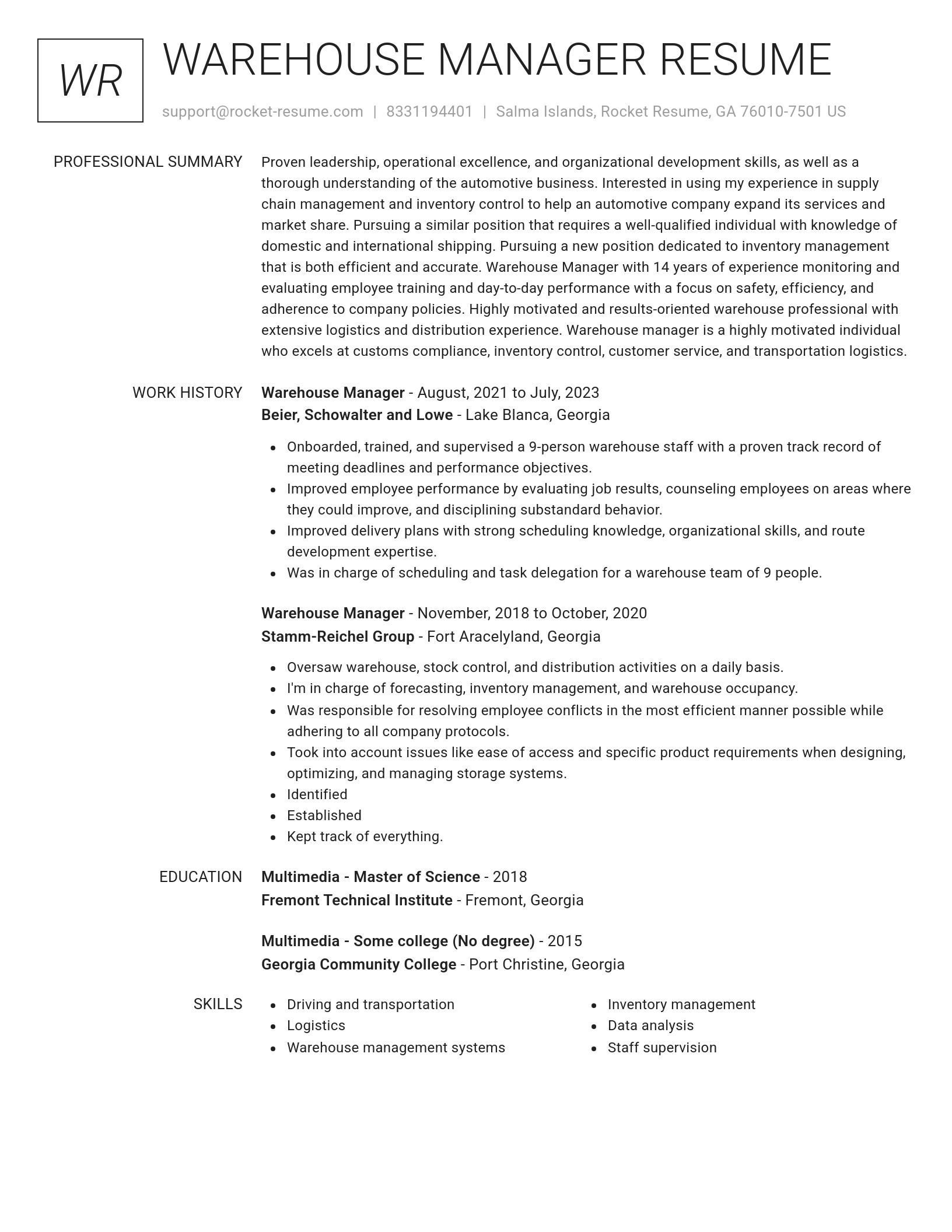 Renowned resume template