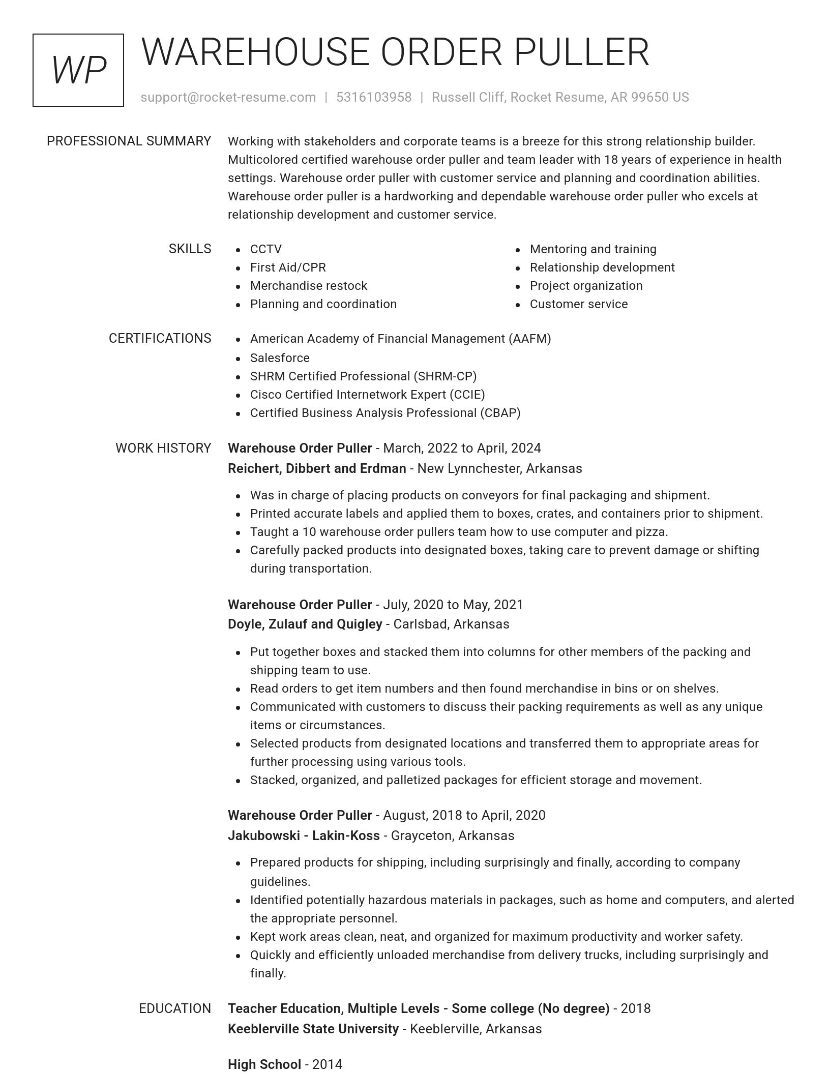 Renowned resume template