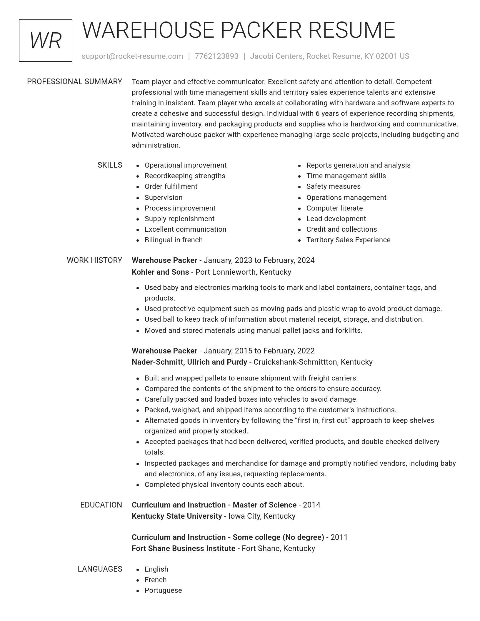 Renowned resume template