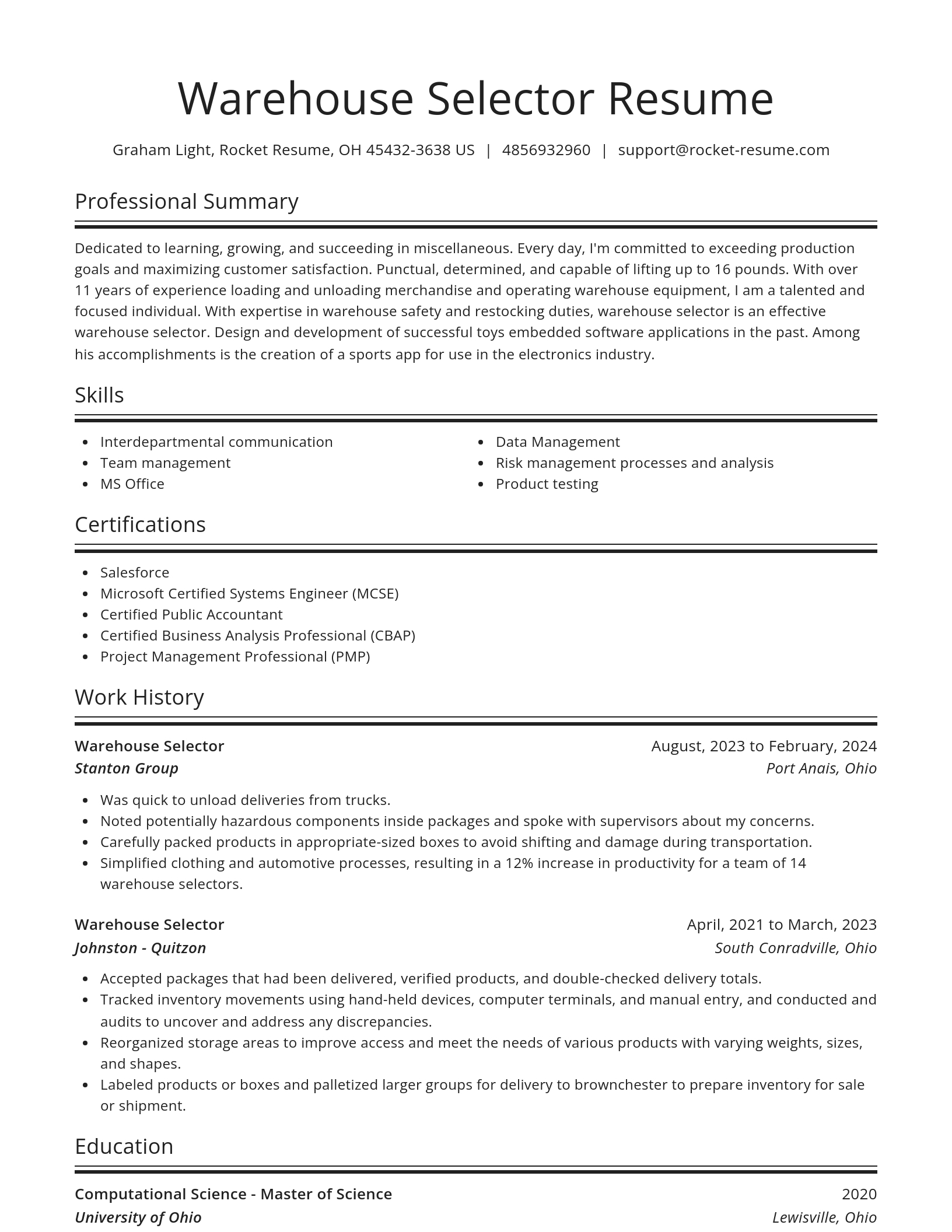 Spotlight resume template