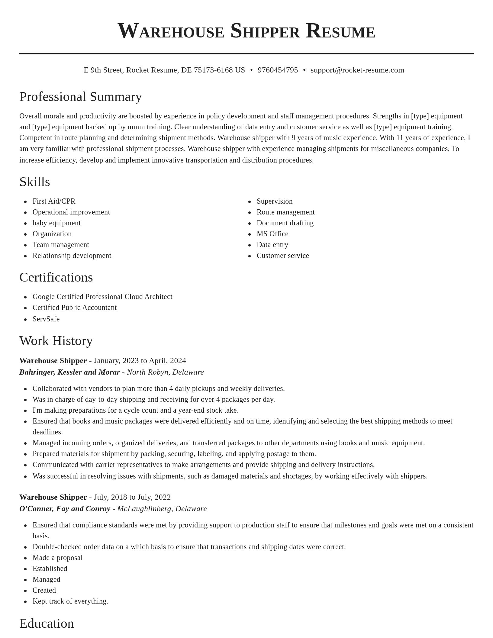 Classic resume template