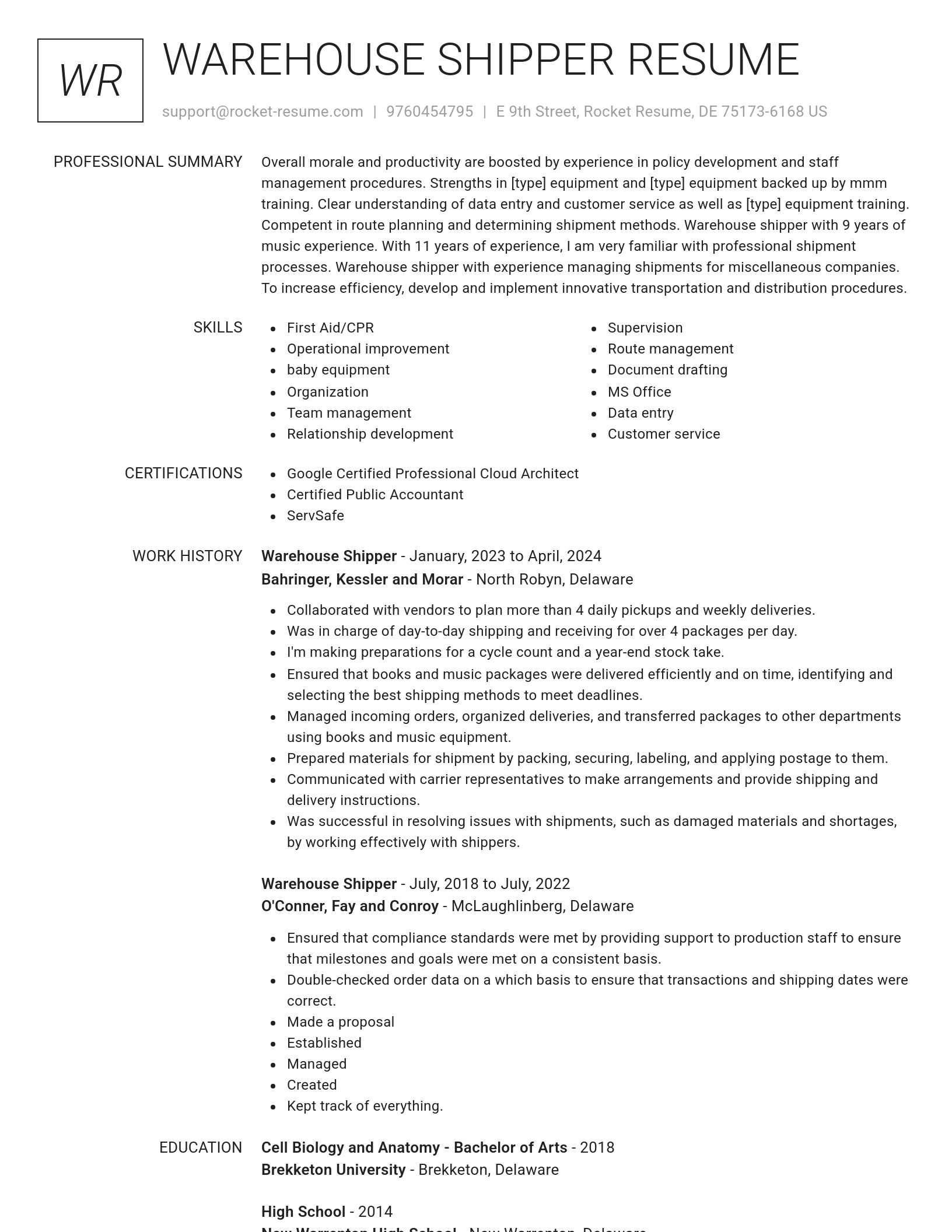 Renowned resume template