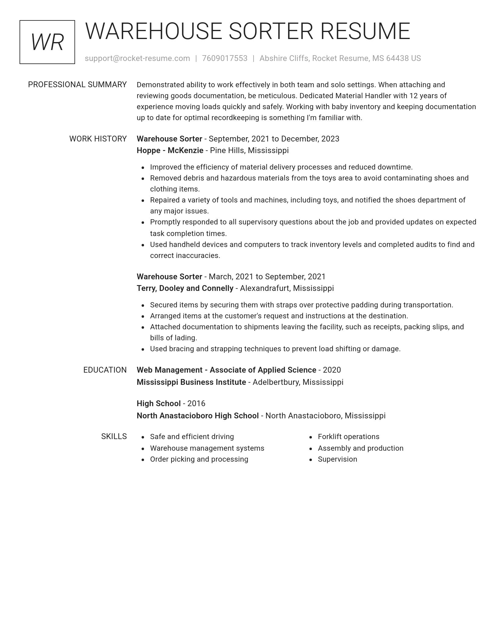 Renowned resume template