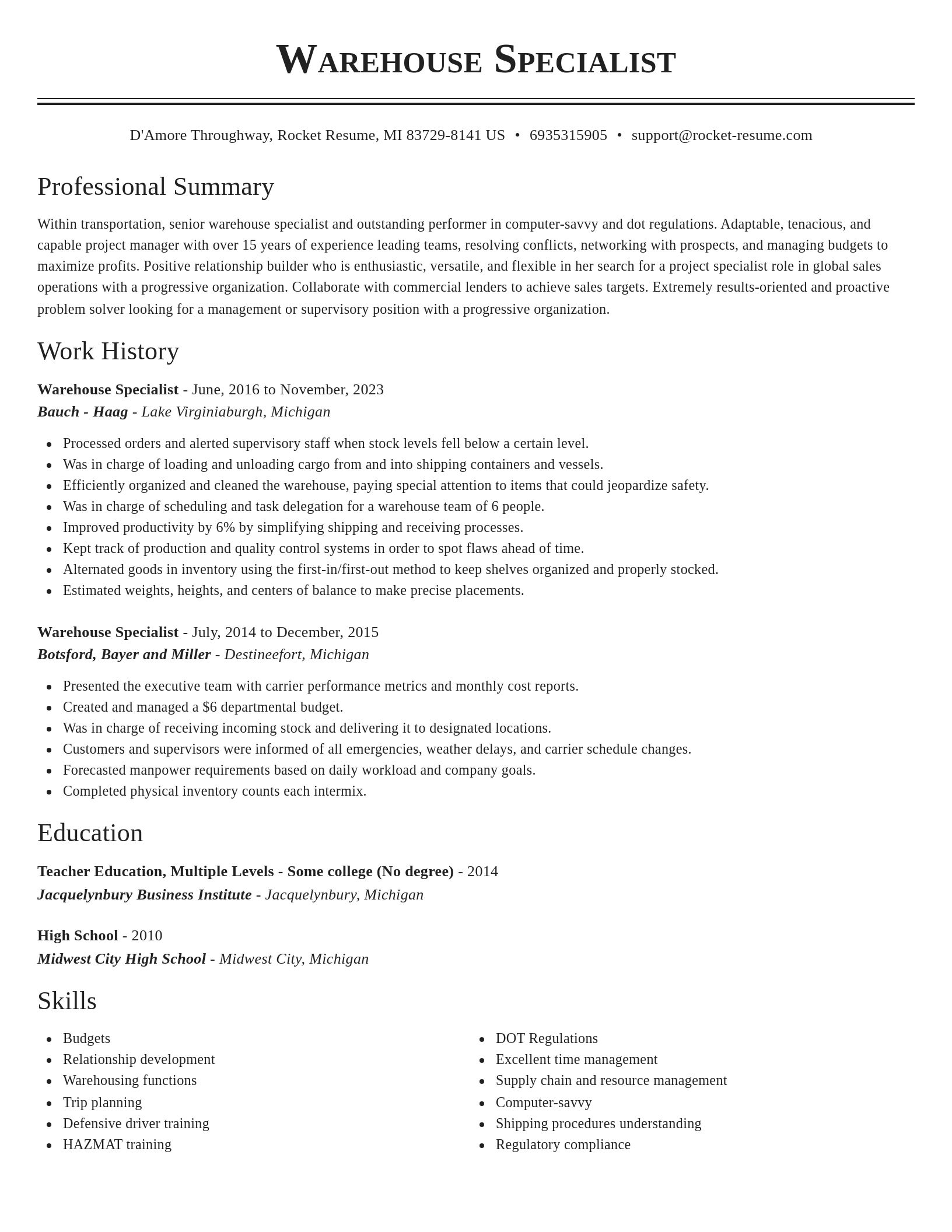Classic resume template