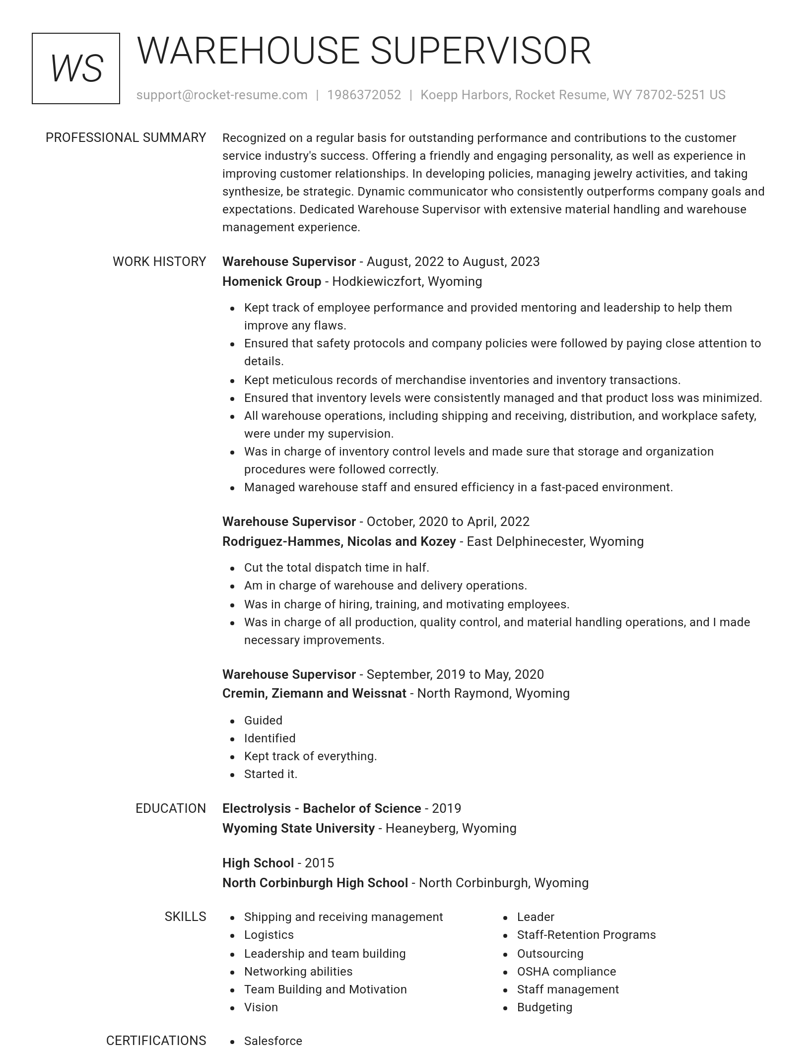Renowned resume template