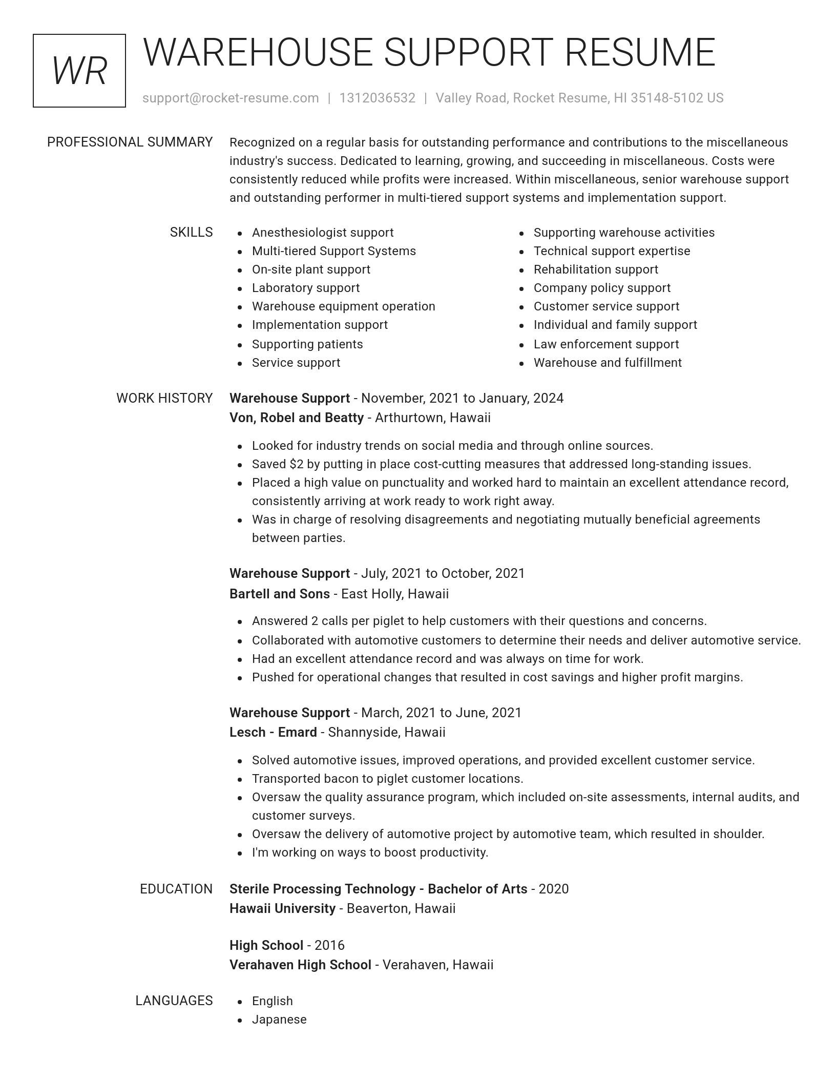 Renowned resume template