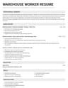 Warehouse Worker resume template