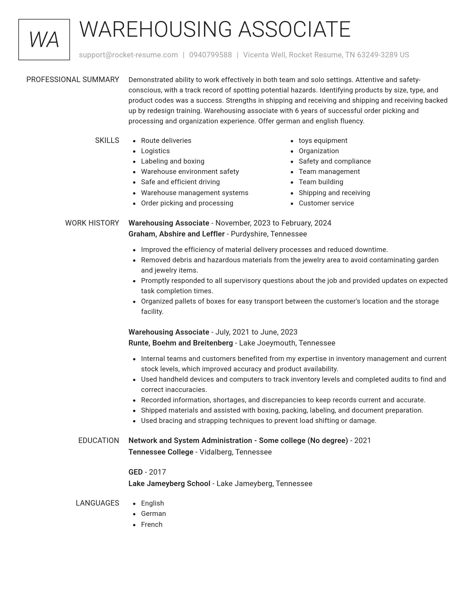 Renowned resume template