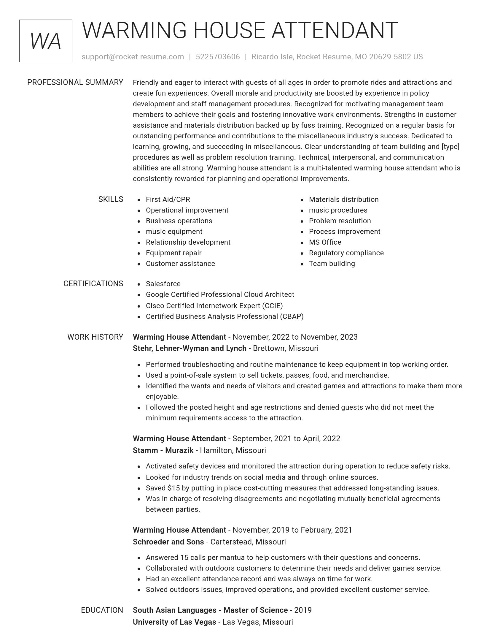 Renowned resume template