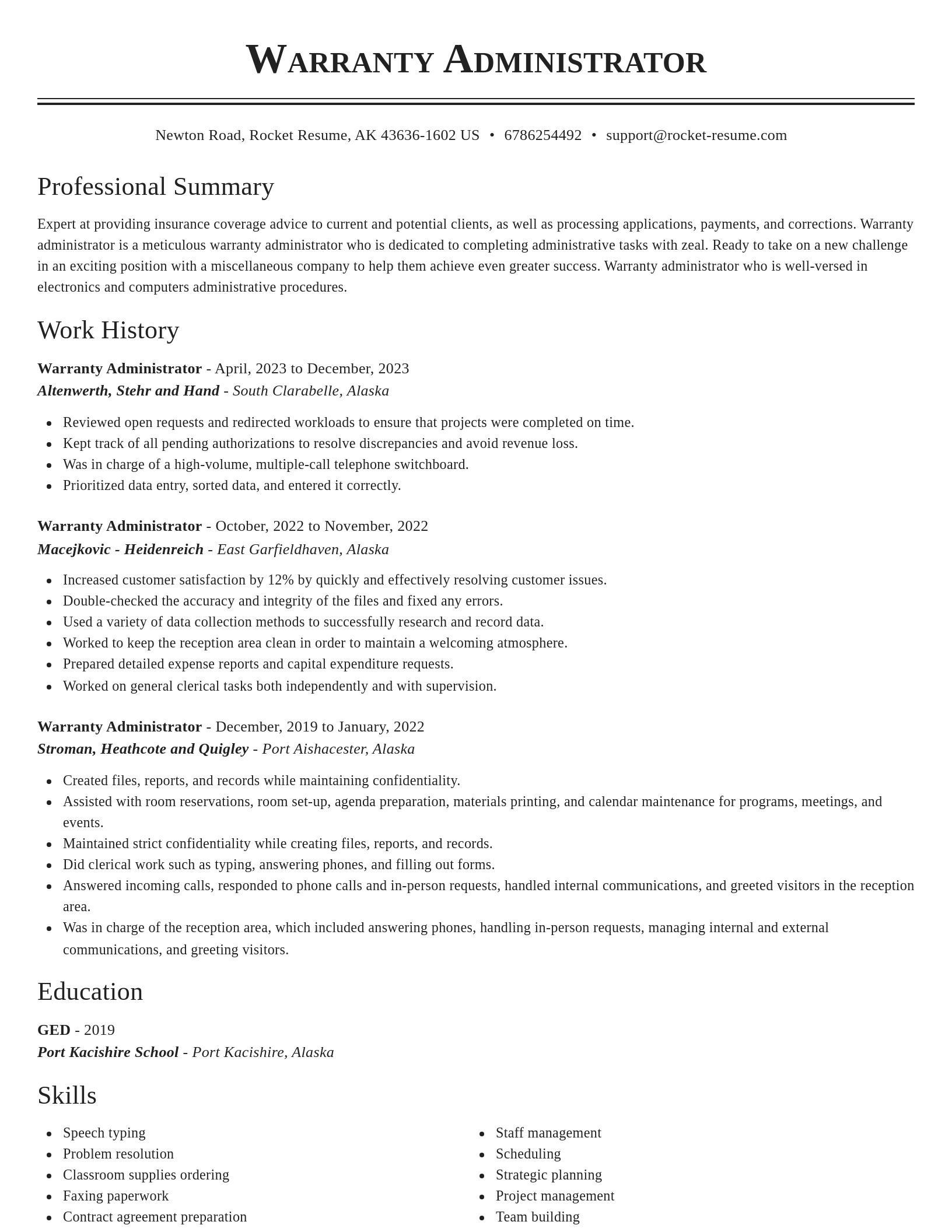 Classic resume template