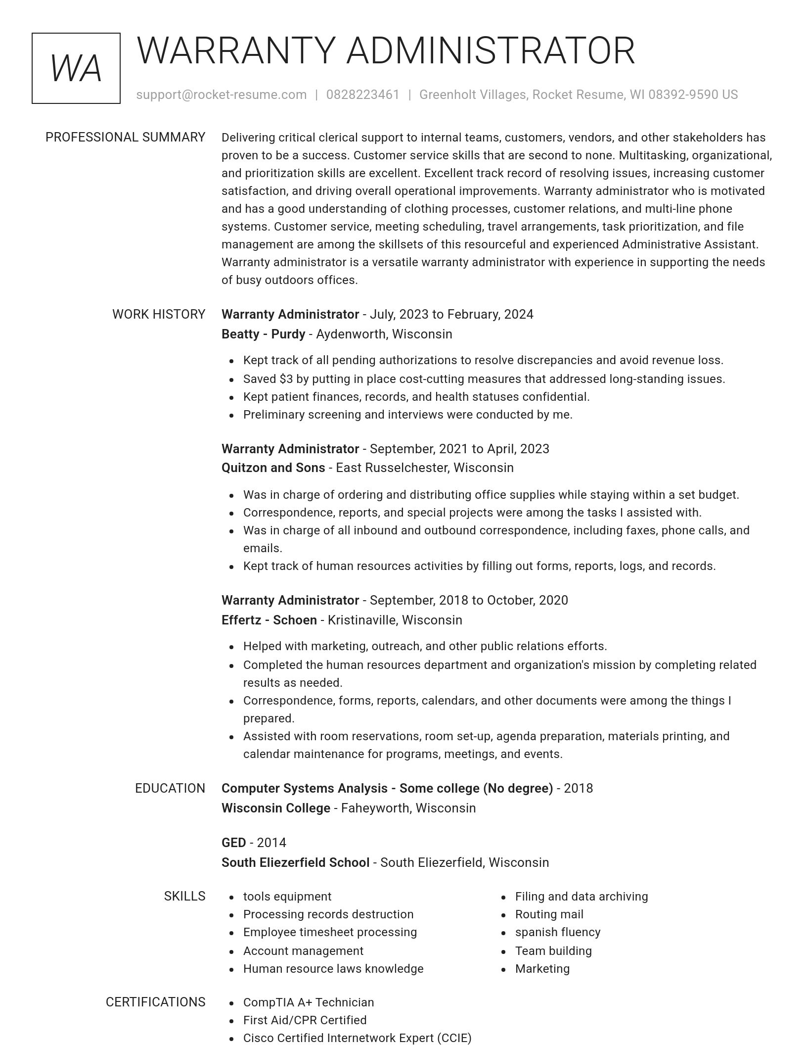 Renowned resume template