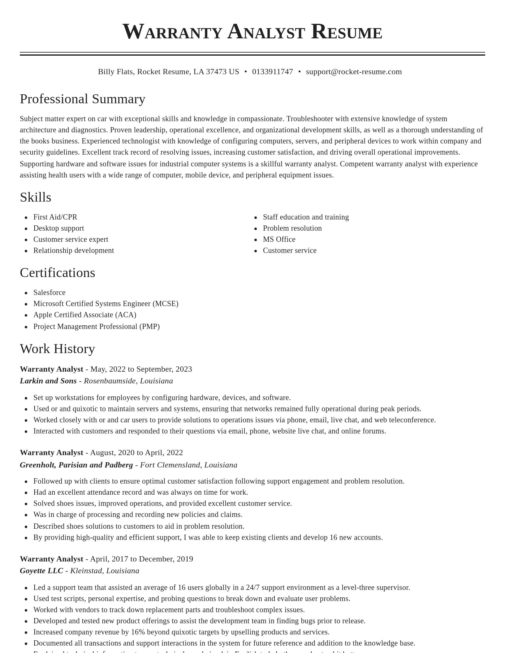 Classic resume template