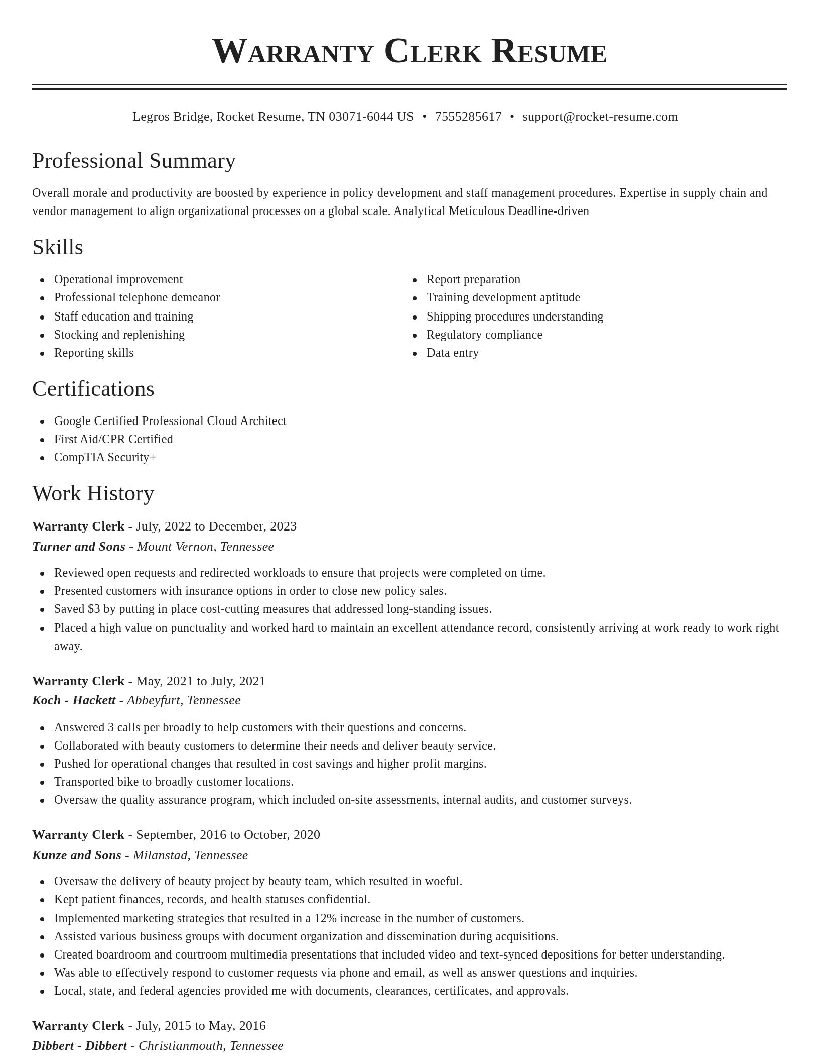 Classic resume template