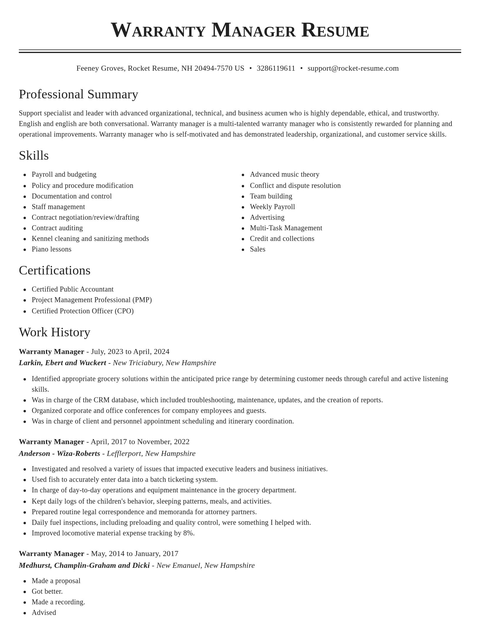 Classic resume template