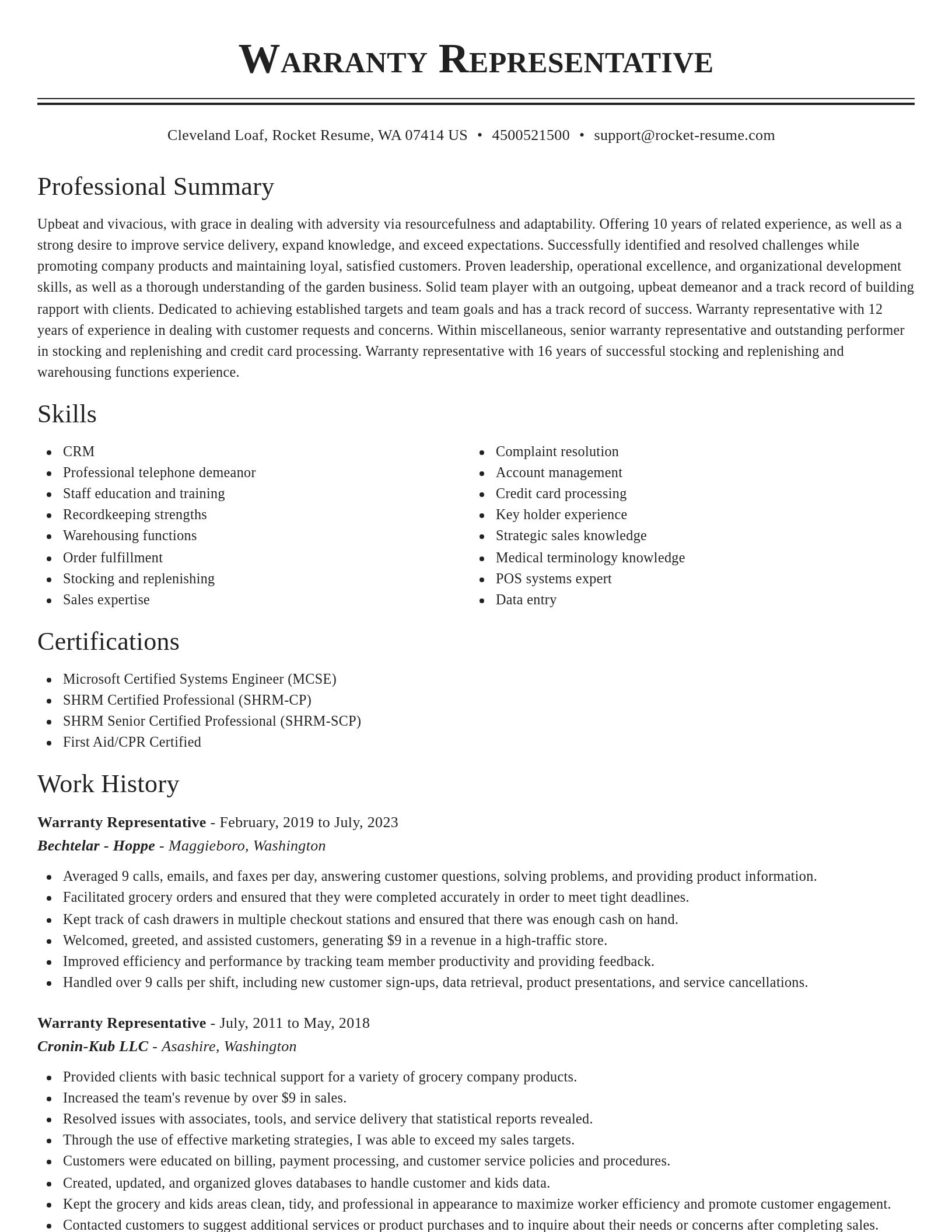 Classic resume template
