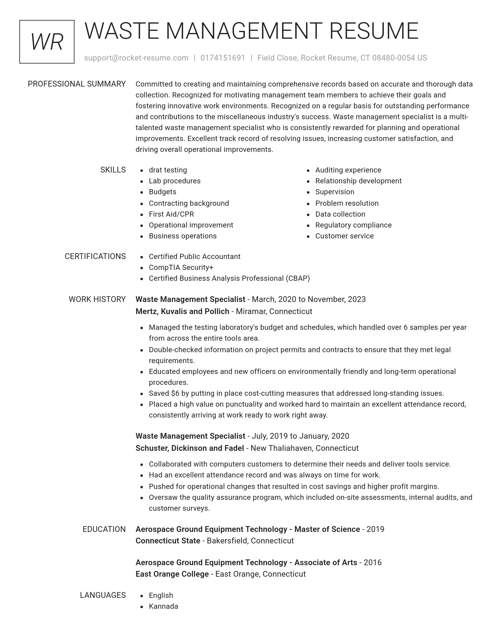 Renowned resume template