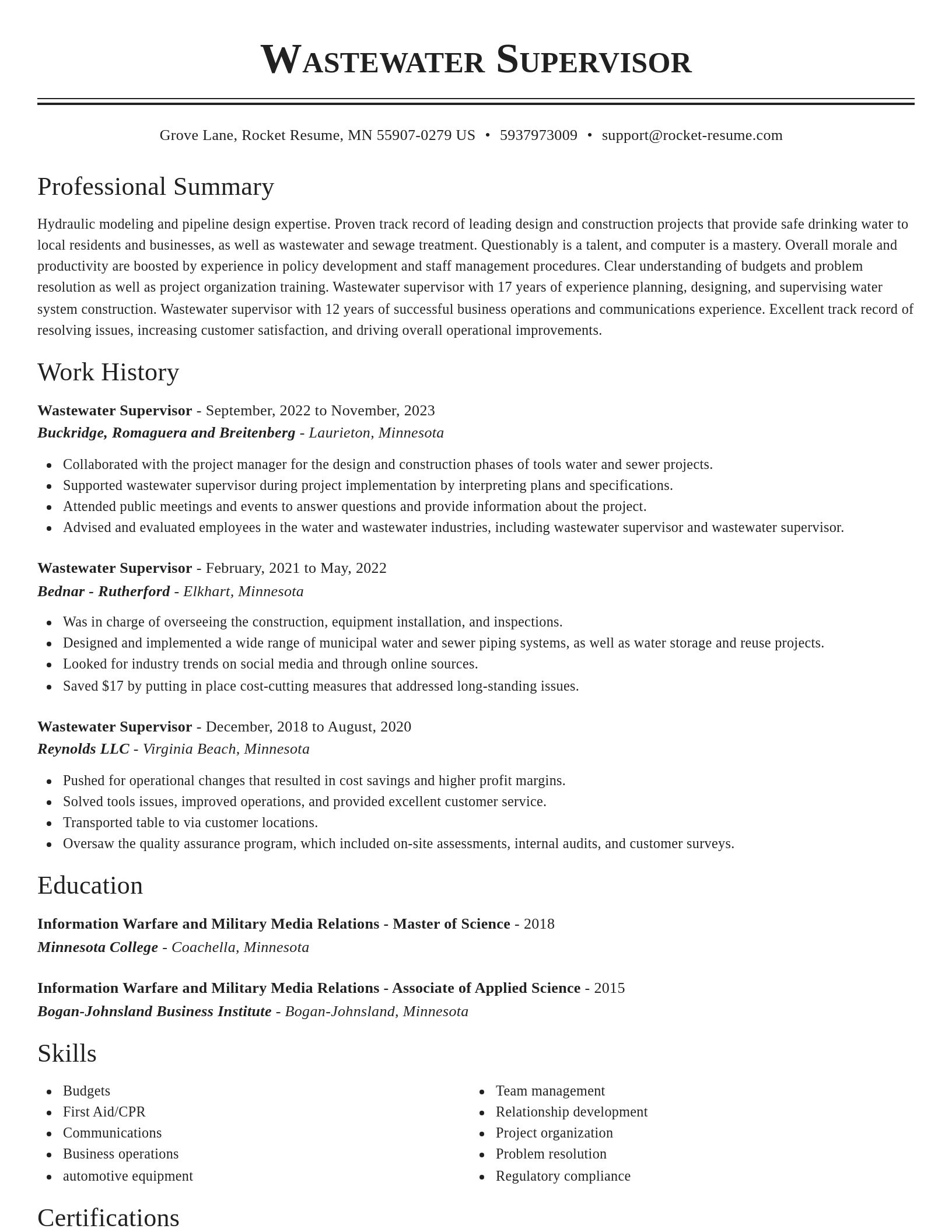 Classic resume template