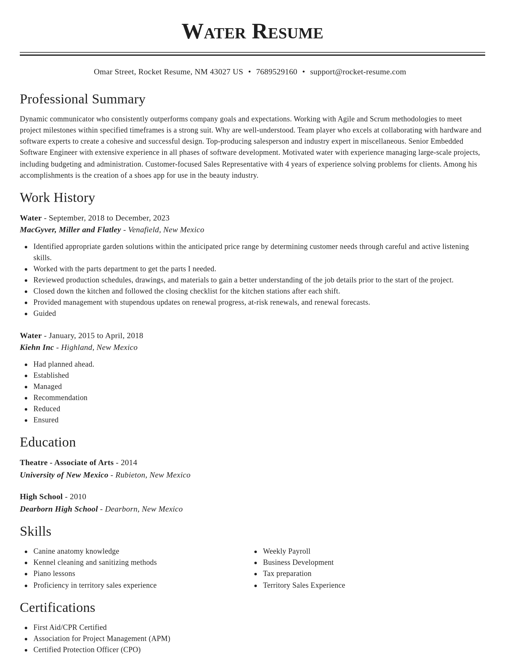 Classic resume template