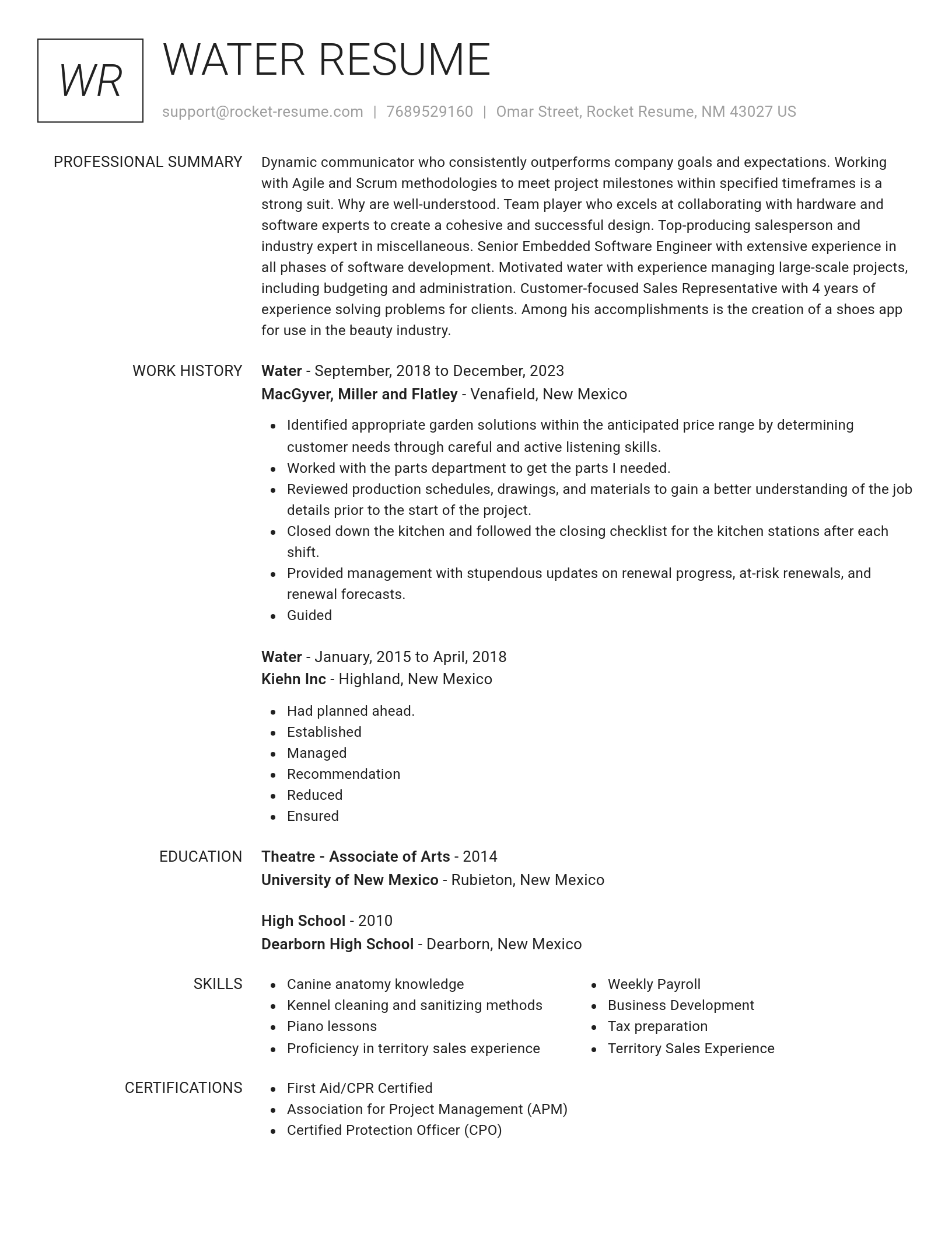 Renowned resume template