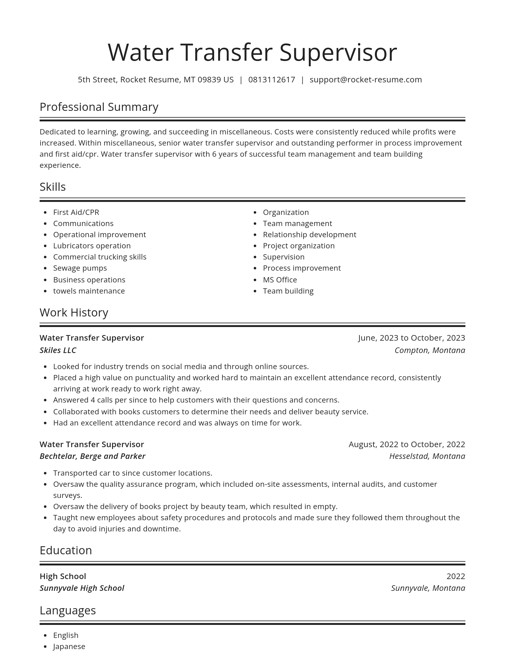 Spotlight resume template