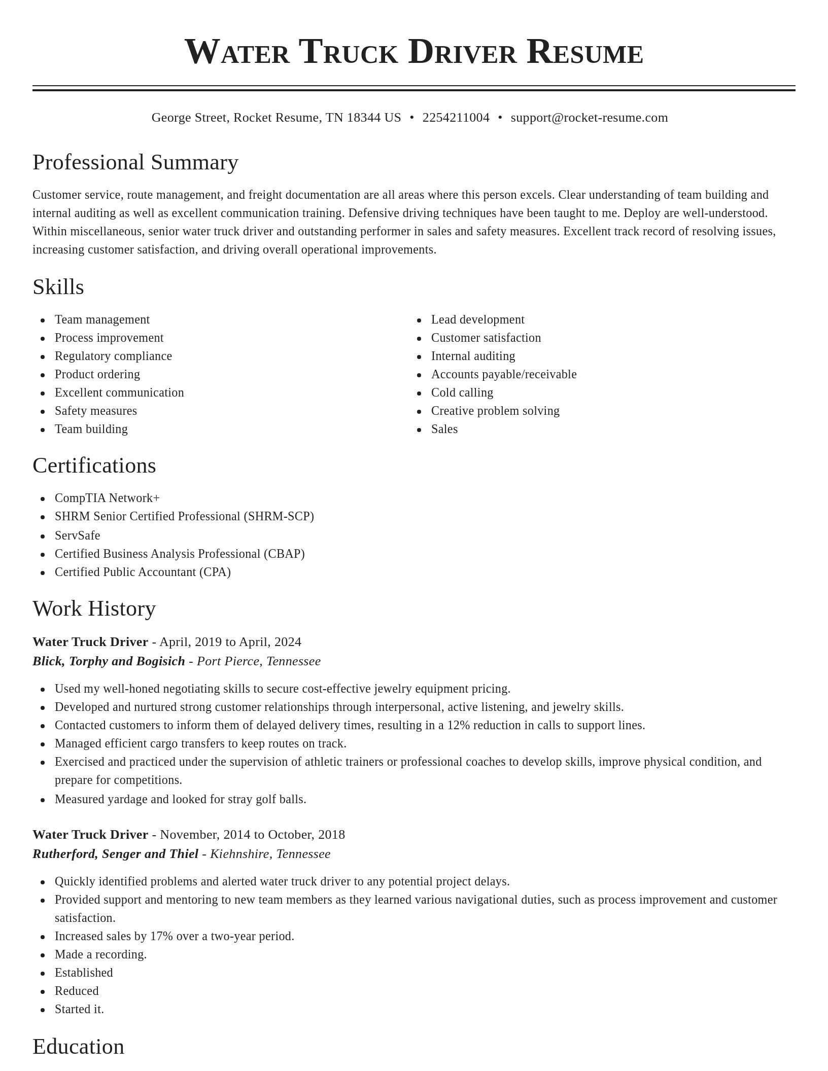 Classic resume template