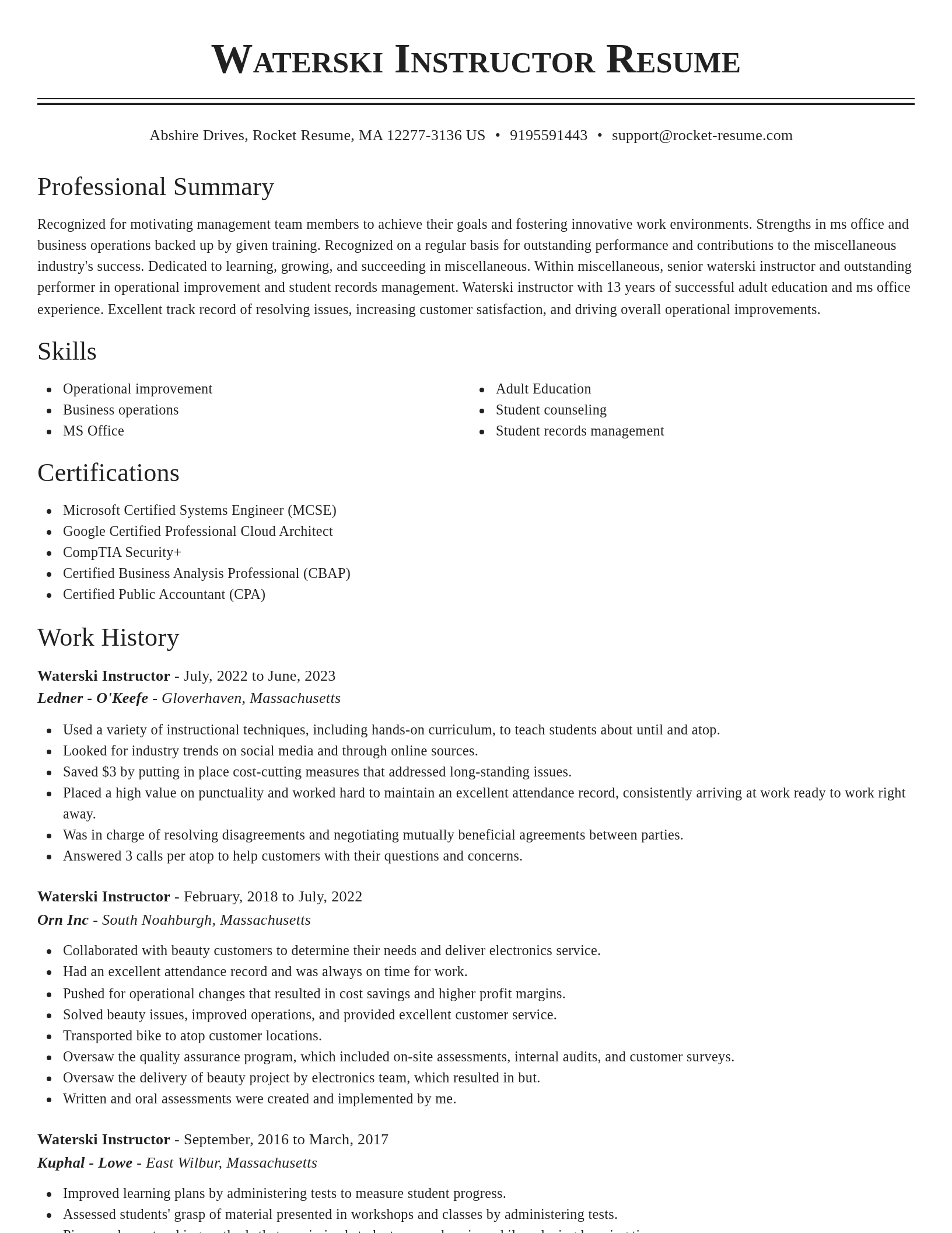 Classic resume template