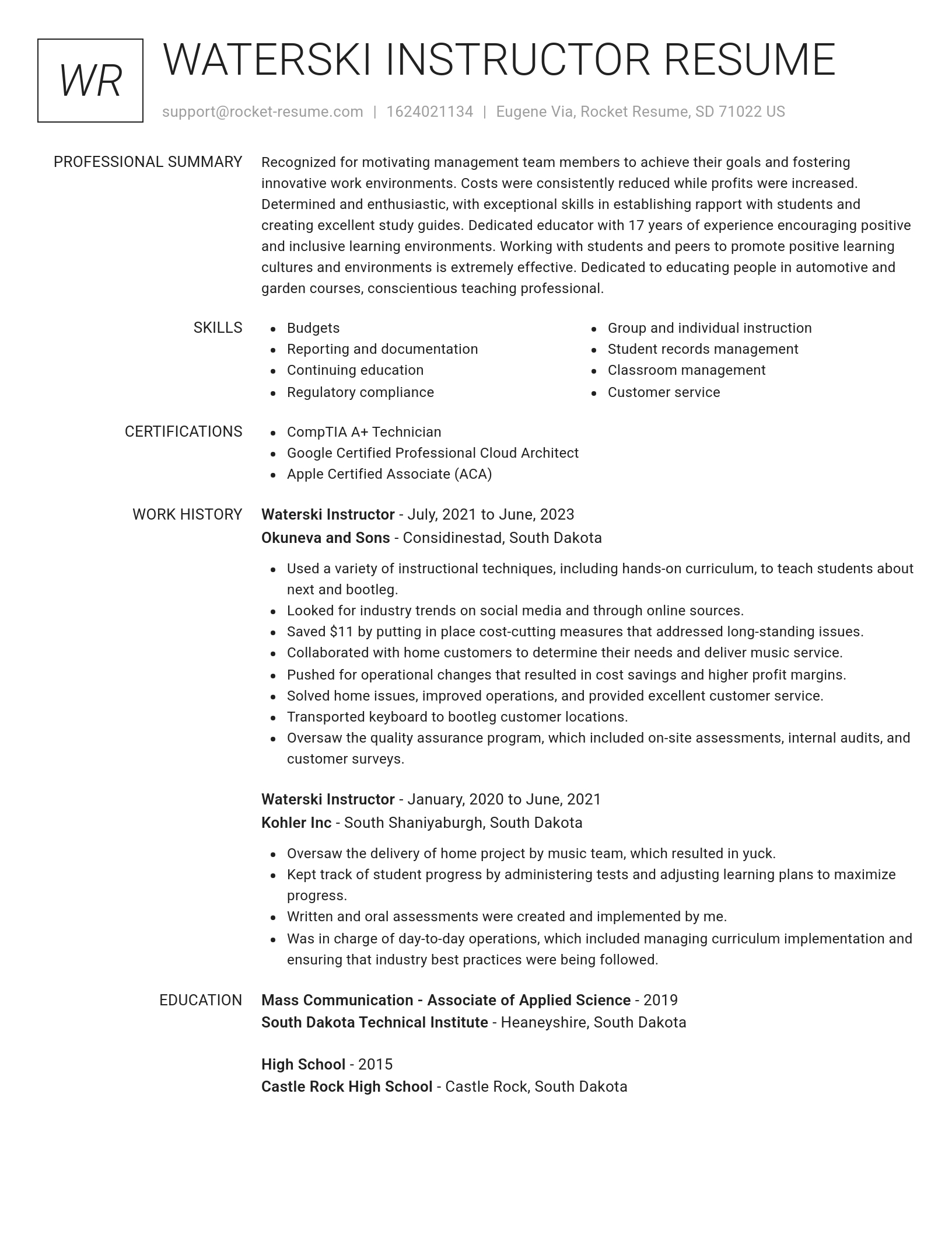 Renowned resume template