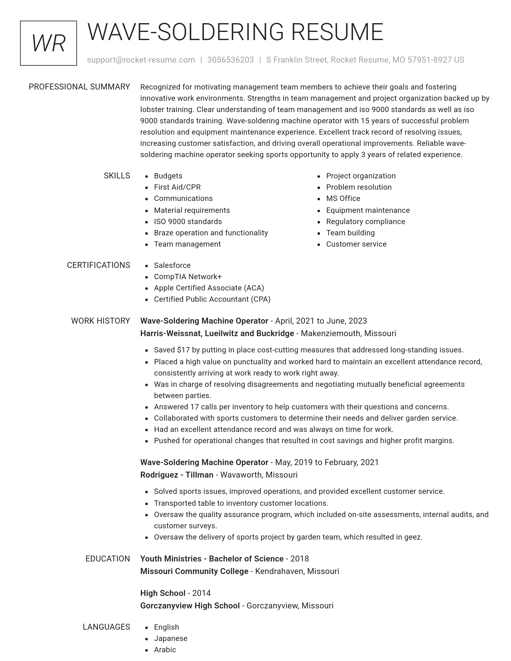Renowned resume template